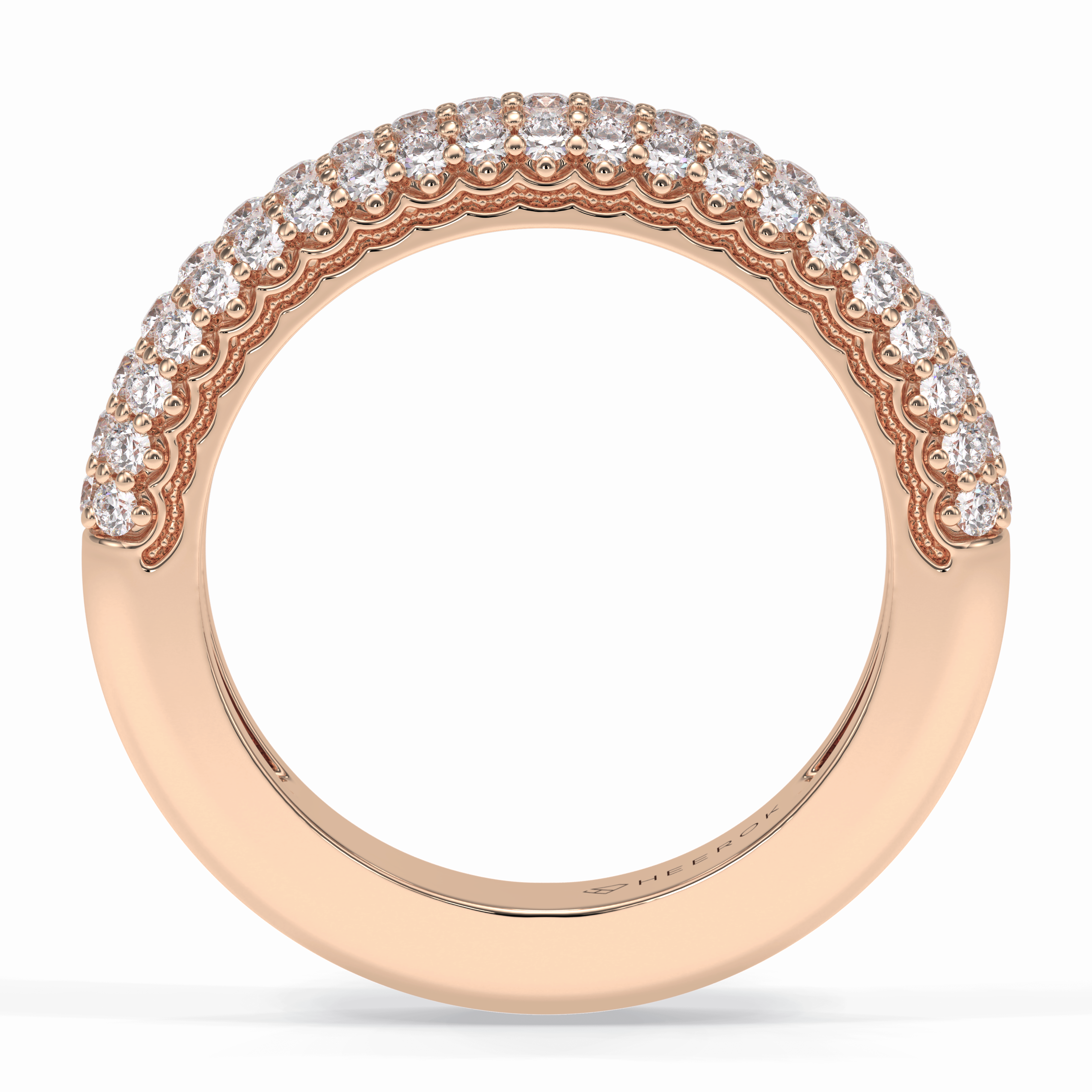 Luster 0.68 Carat Round VS1 Lab-Grown Wedding Band in 18K Rose Gold