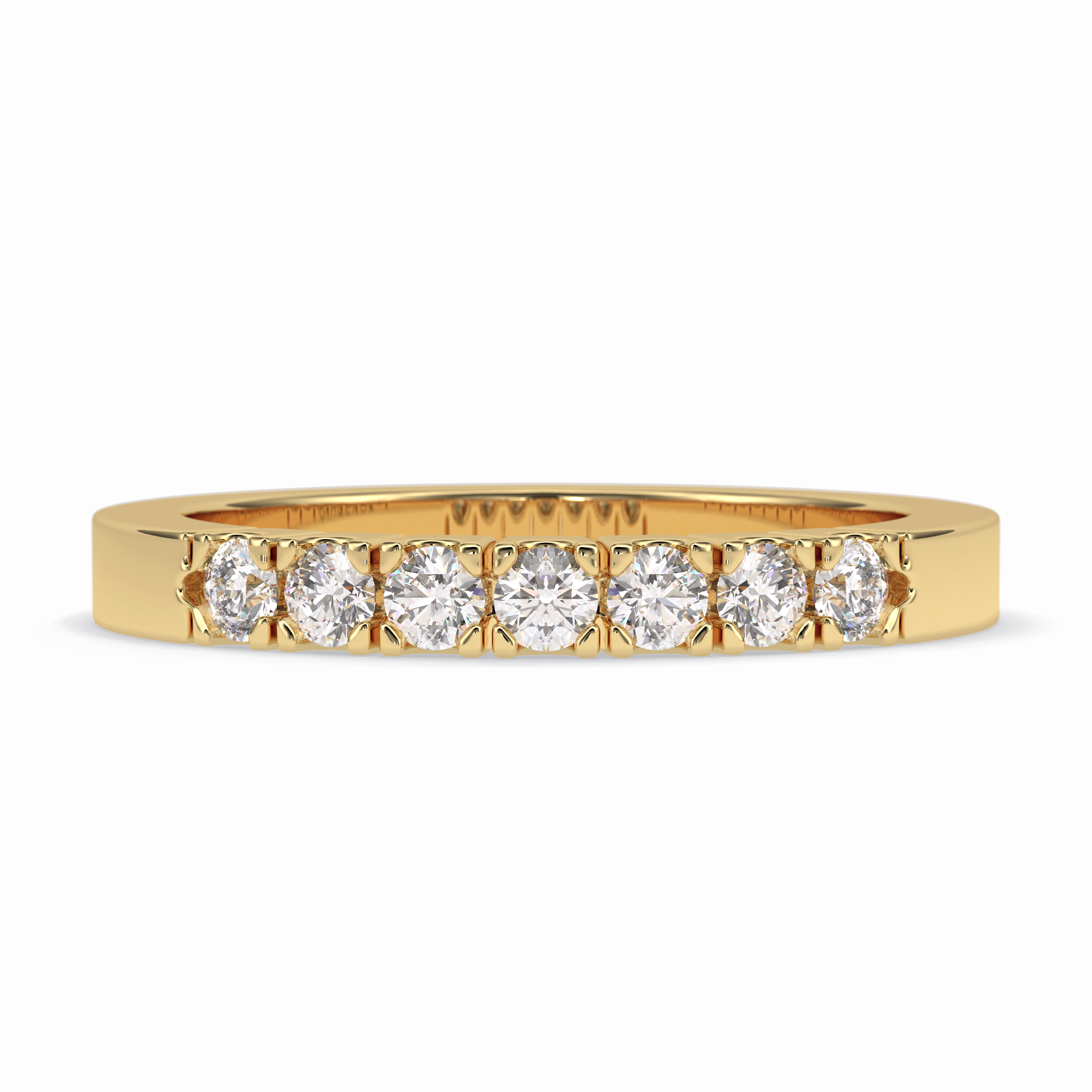 GlintRow 0.46 Carat Round VS1 Lab-Grown Wedding Band in 18K Yellow Gold