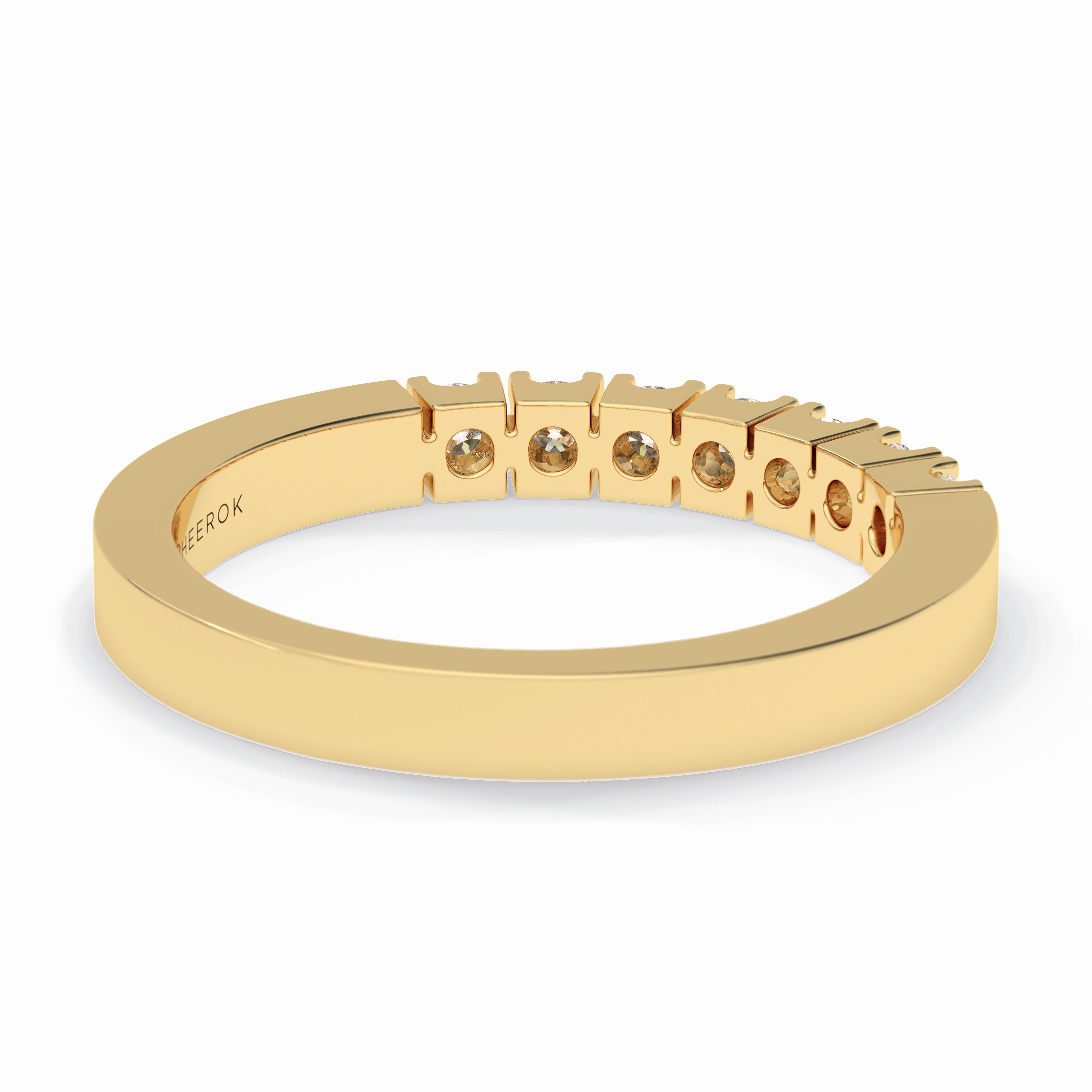 GlintRow 0.46 Carat Round VS1 Lab-Grown Wedding Band in 18K Yellow Gold