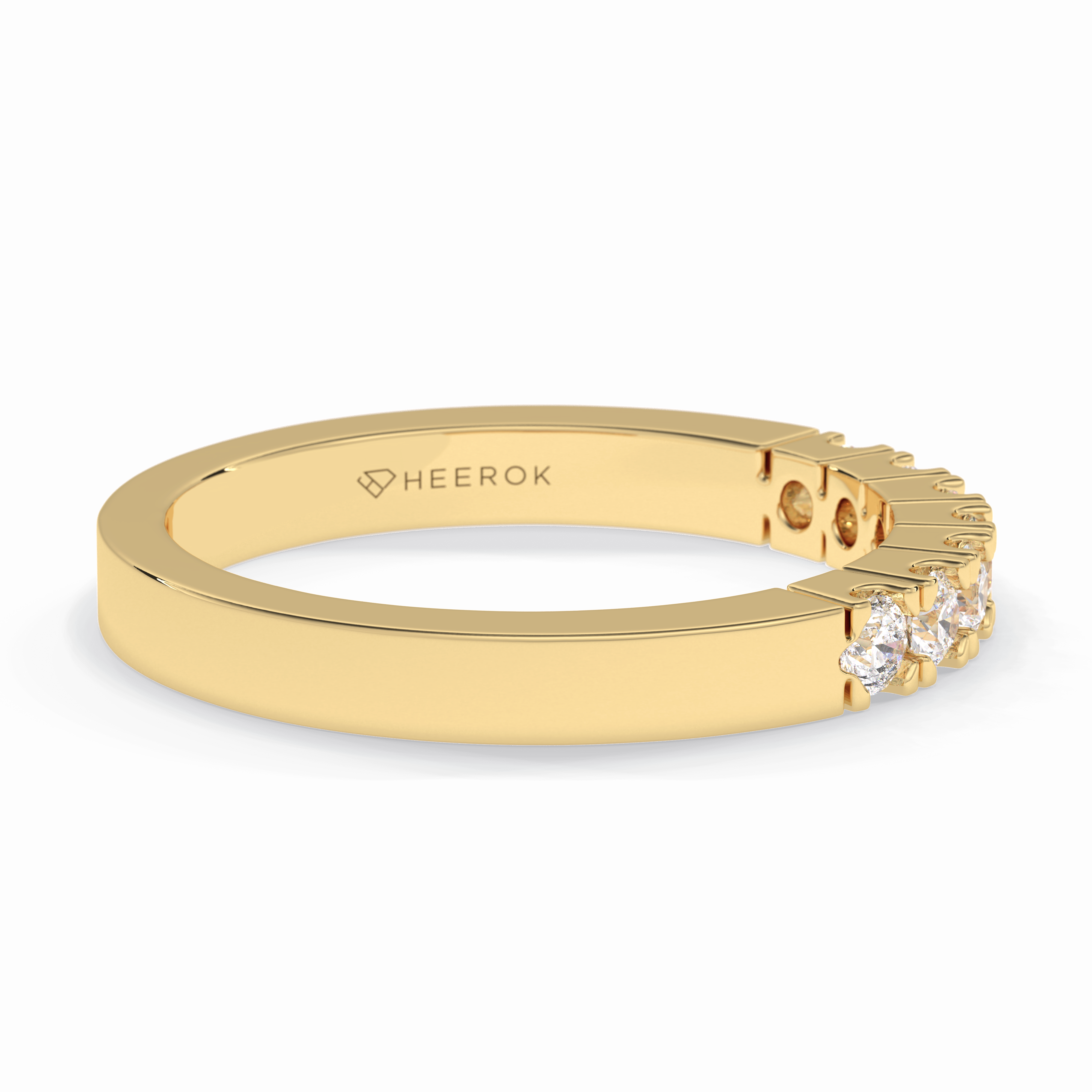 GlintRow 0.46 Carat Round VS1 Lab-Grown Wedding Band in 18K Yellow Gold