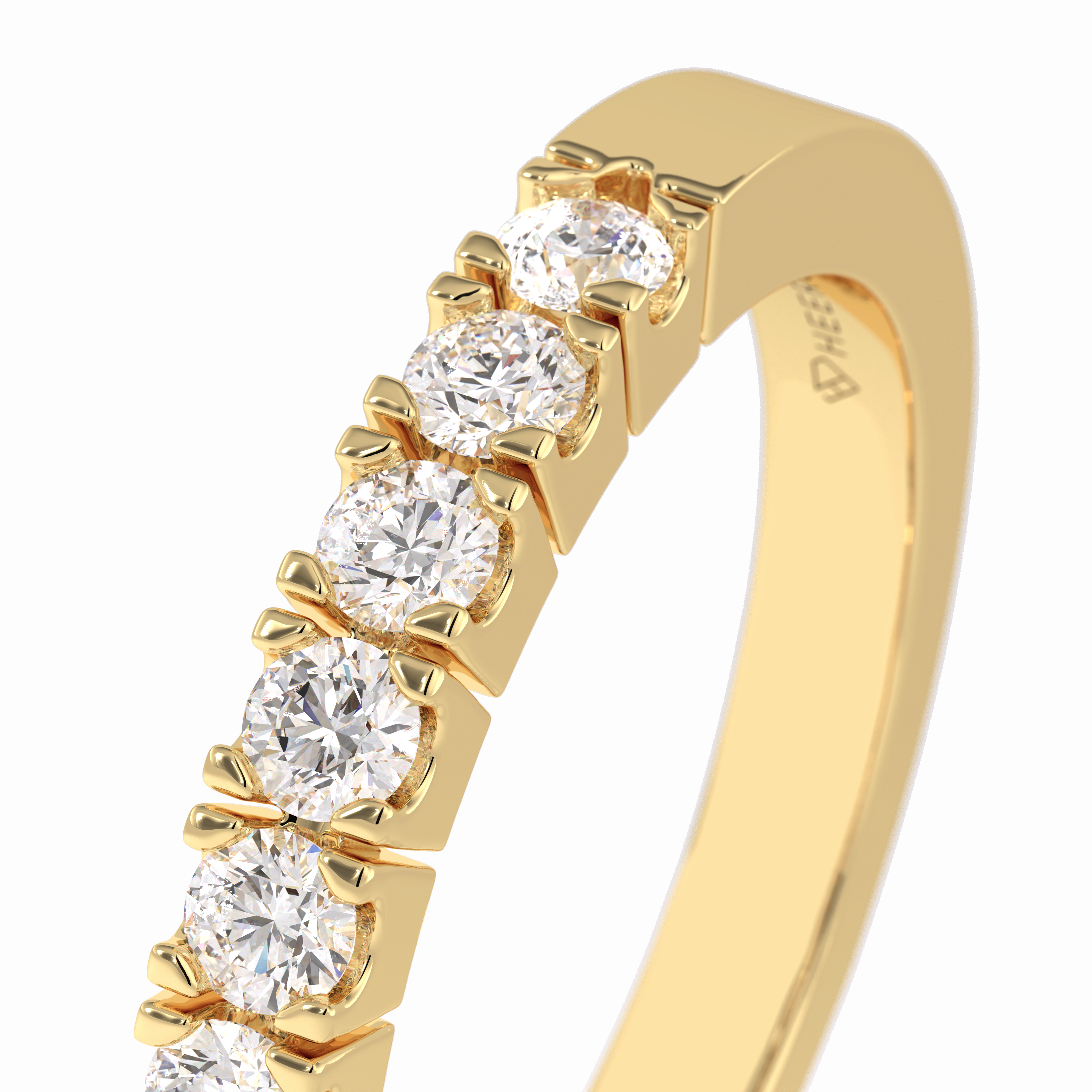 GlintRow 0.46 Carat Round VS1 Lab-Grown Wedding Band in 18K Yellow Gold