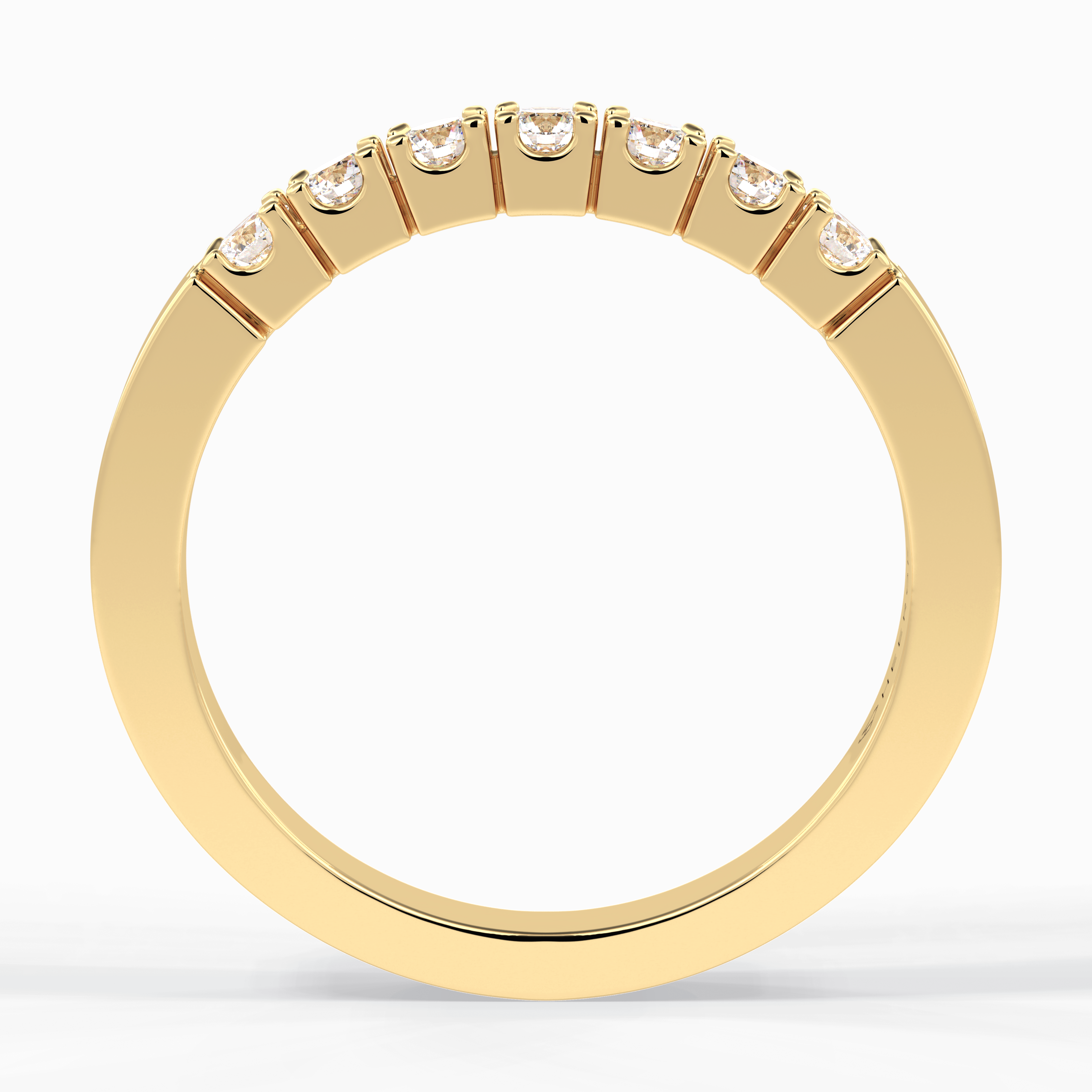 GlintRow 0.46 Carat Round VS1 Lab-Grown Wedding Band in 18K Yellow Gold