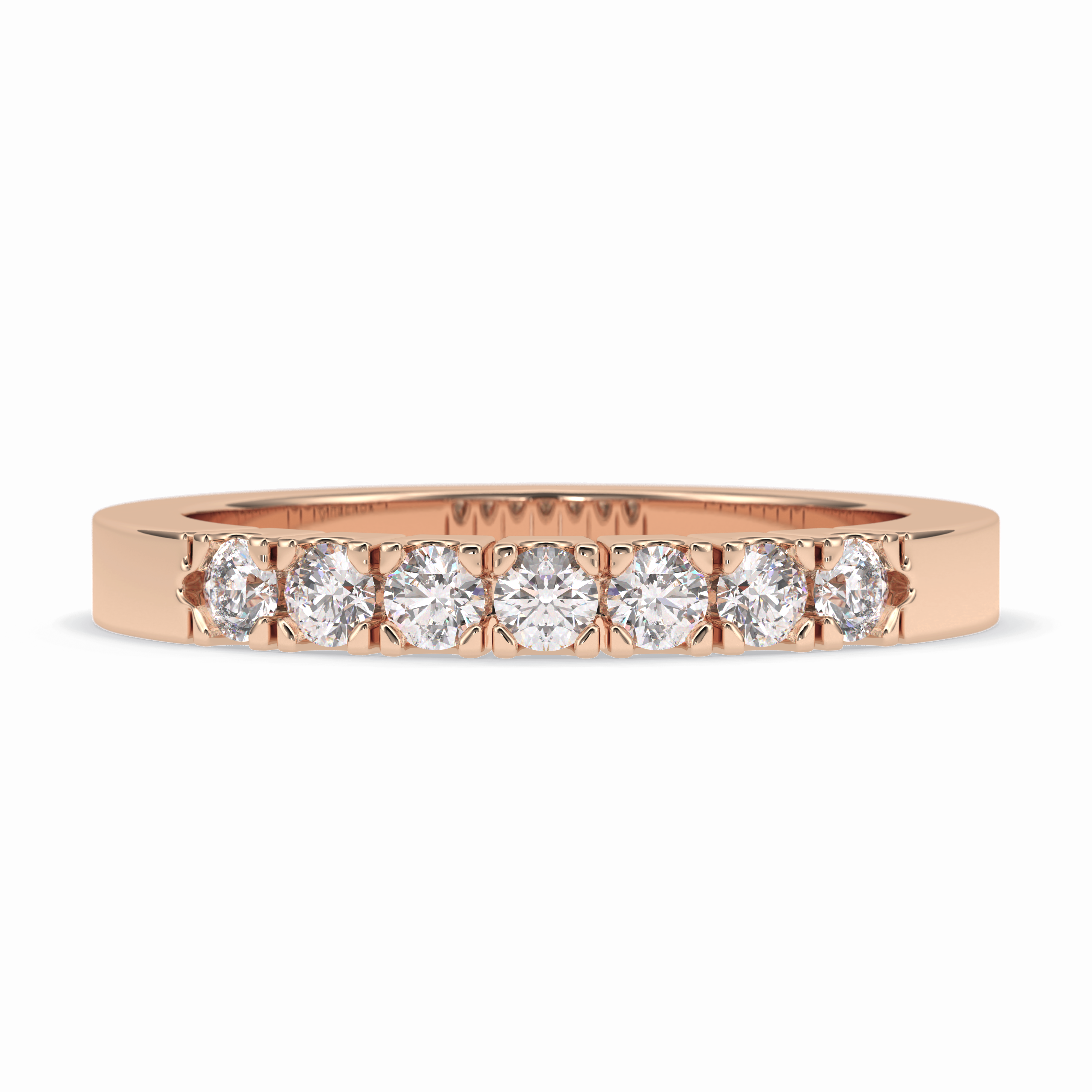 GlintRow 0.46 Carat Round VS1 Lab-Grown Wedding Band in 18K Rose Gold