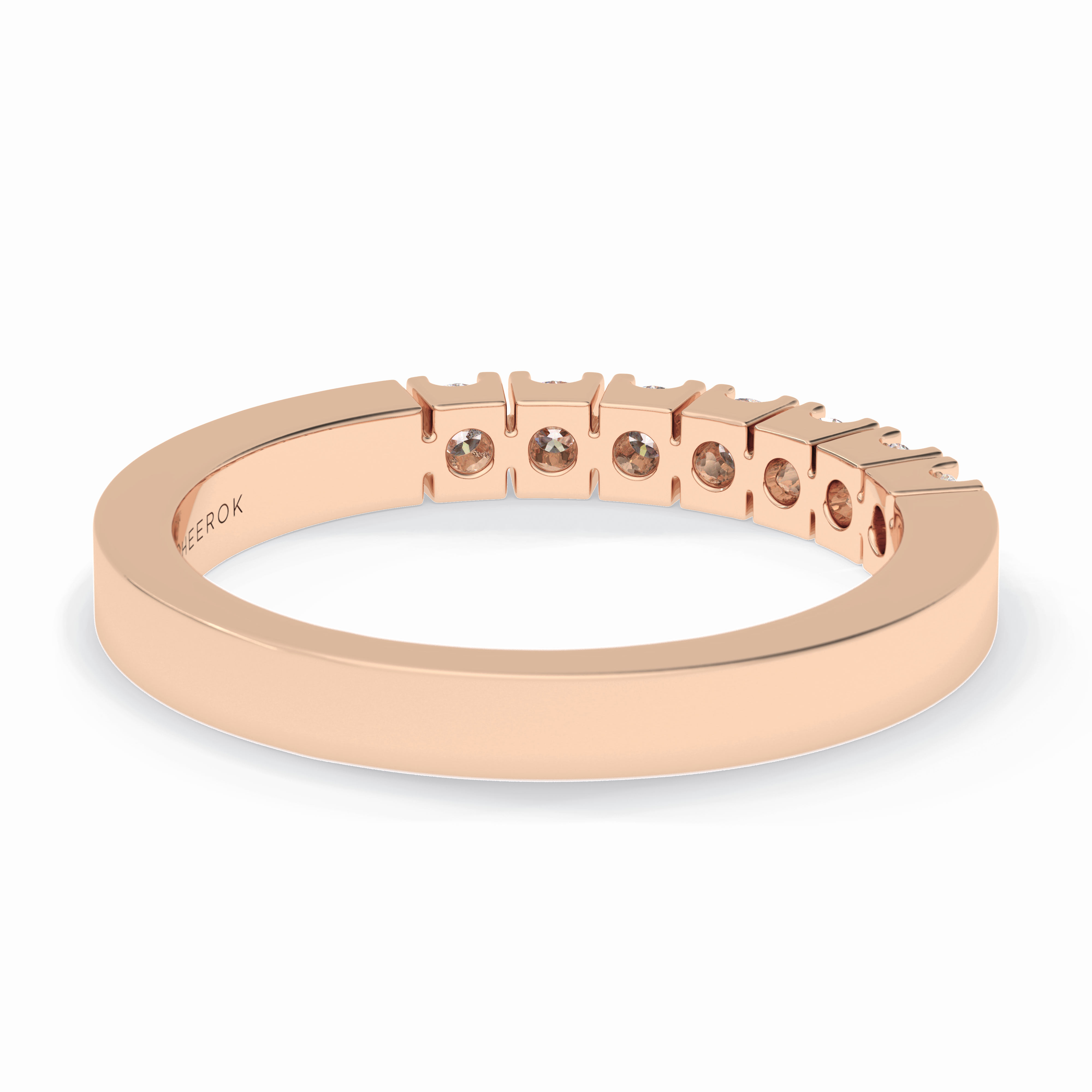 GlintRow 0.46 Carat Round VS1 Lab-Grown Wedding Band in 18K Rose Gold