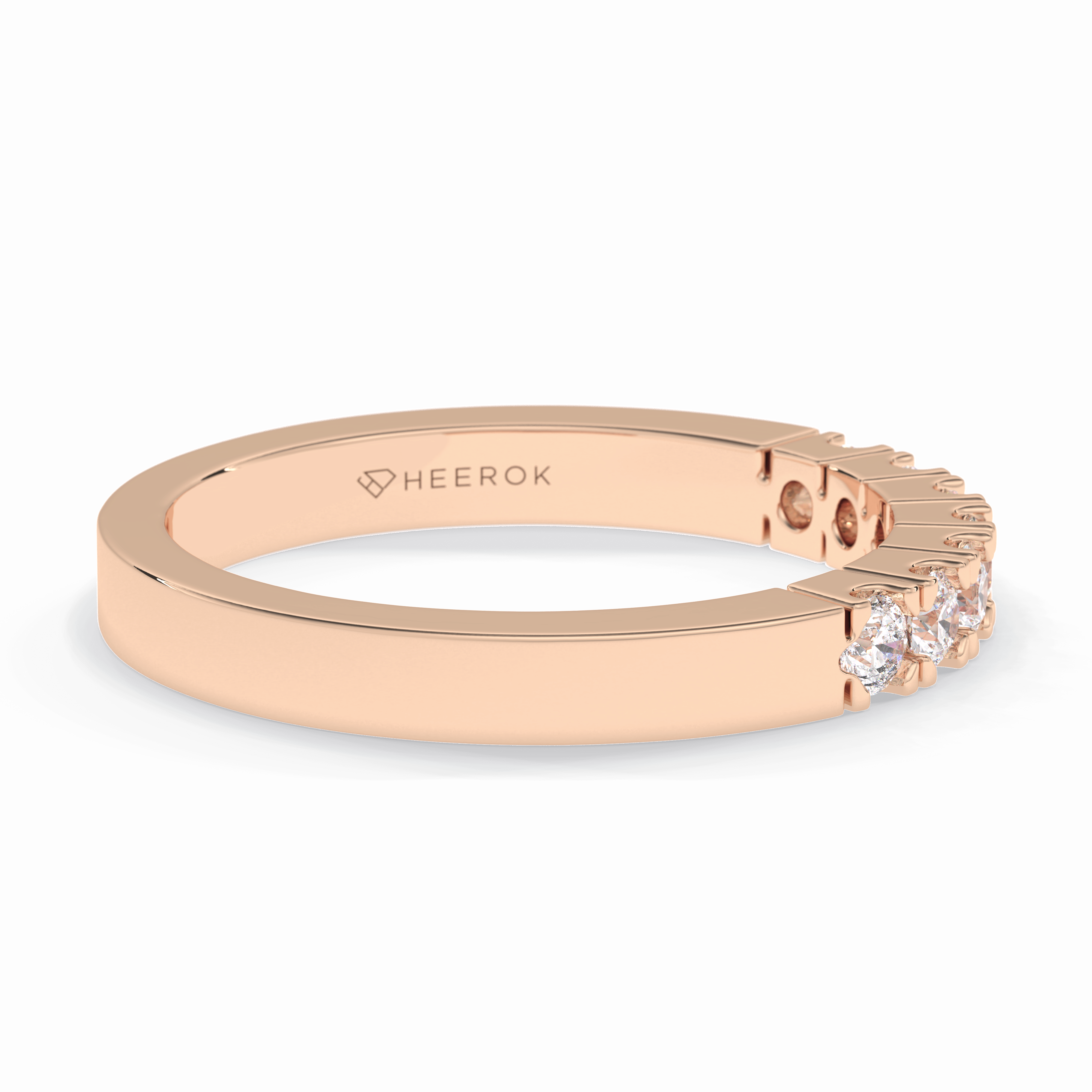 GlintRow 0.46 Carat Round VS1 Lab-Grown Wedding Band in 18K Rose Gold