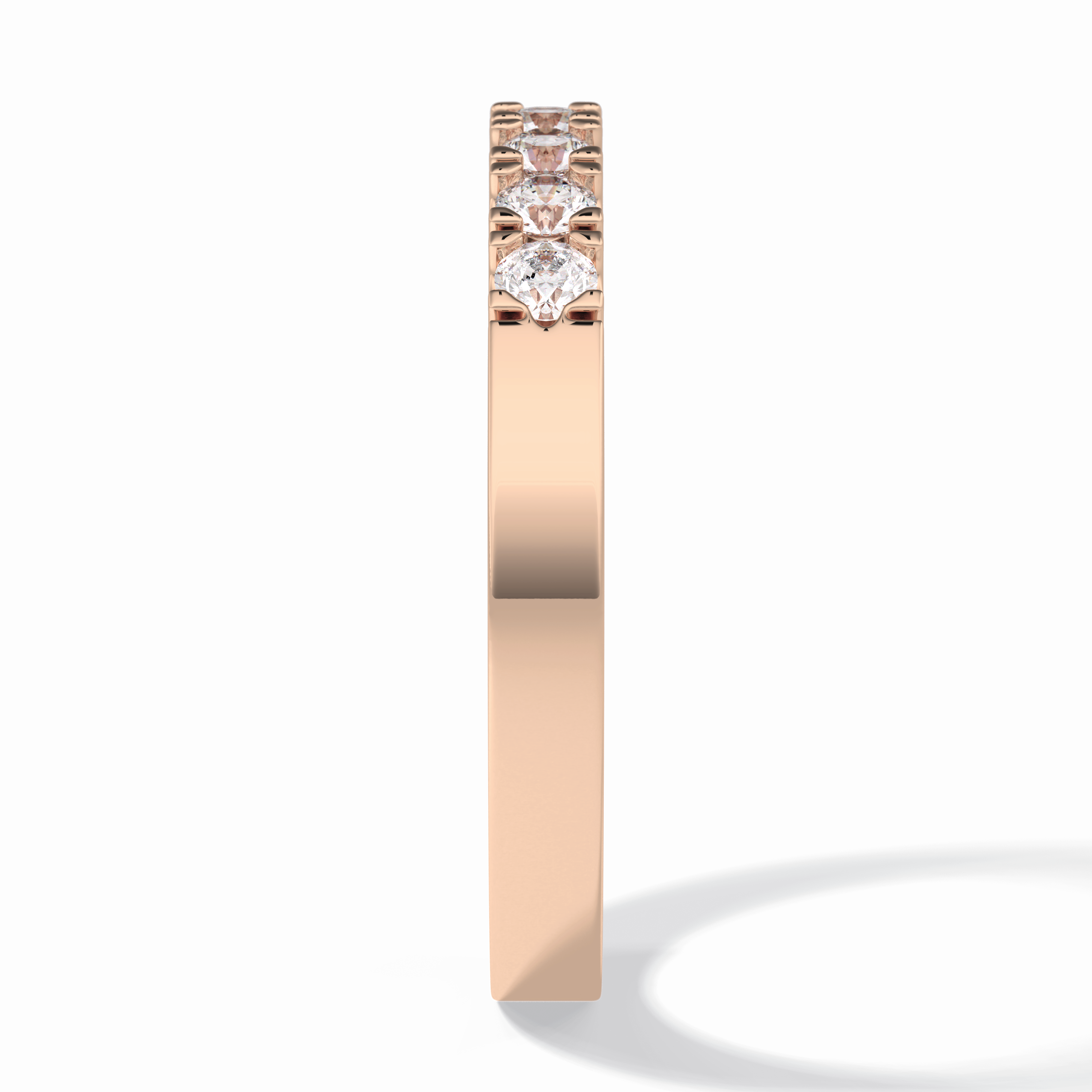 GlintRow 0.46 Carat Round VS1 Lab-Grown Wedding Band in 18K Rose Gold