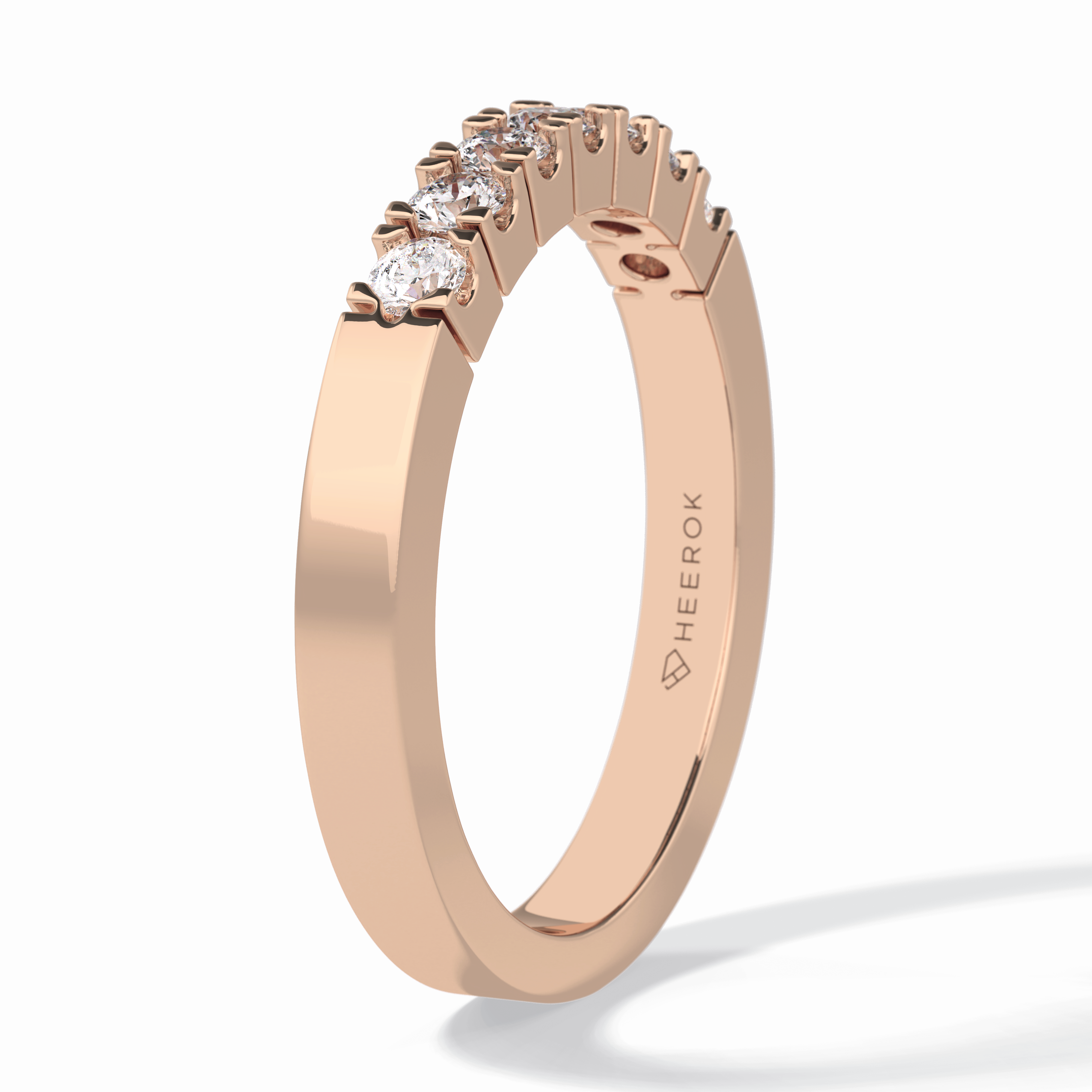 GlintRow 0.46 Carat Round VS1 Lab-Grown Wedding Band in 18K Rose Gold