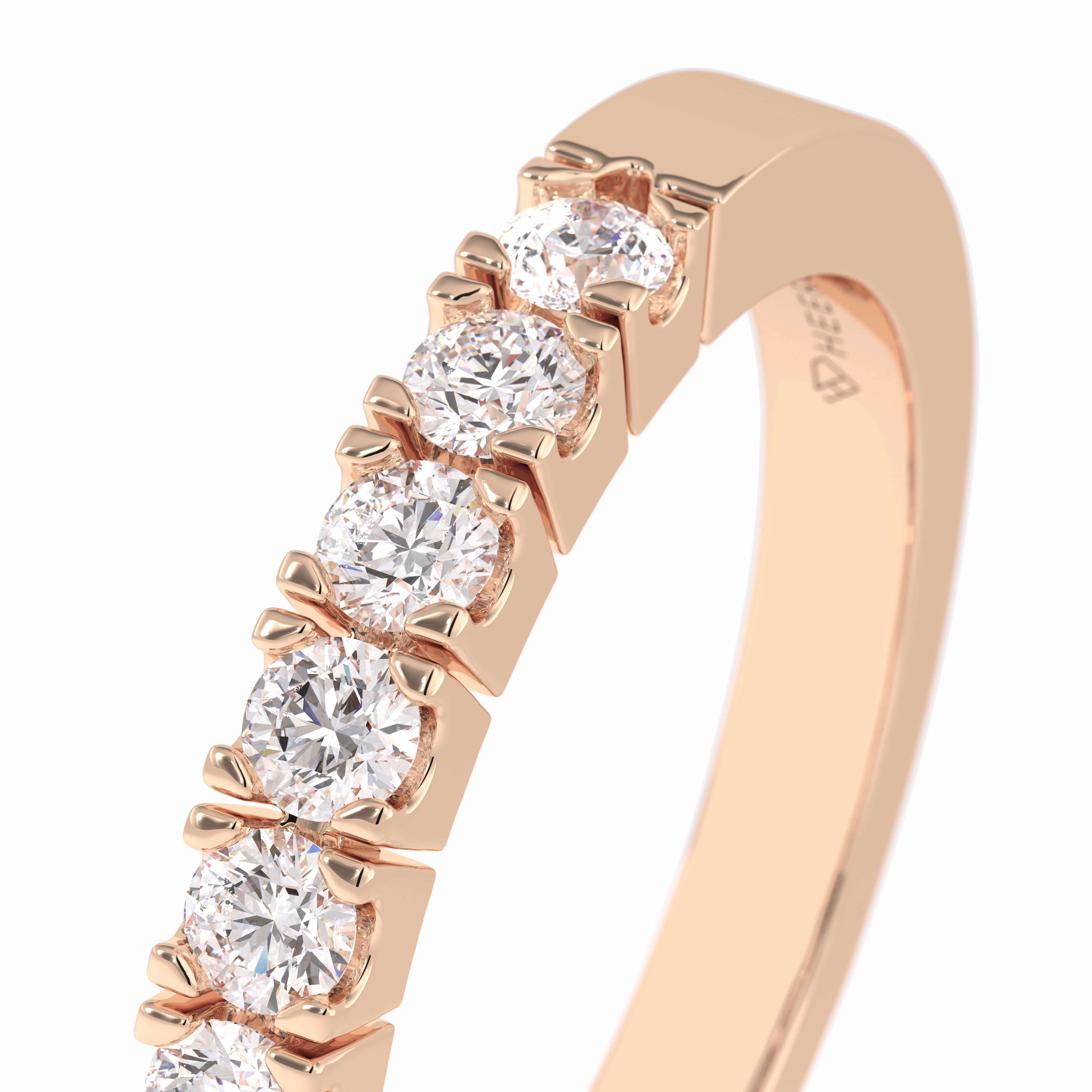 GlintRow 0.46 Carat Round VS1 Lab-Grown Wedding Band in 18K Rose Gold