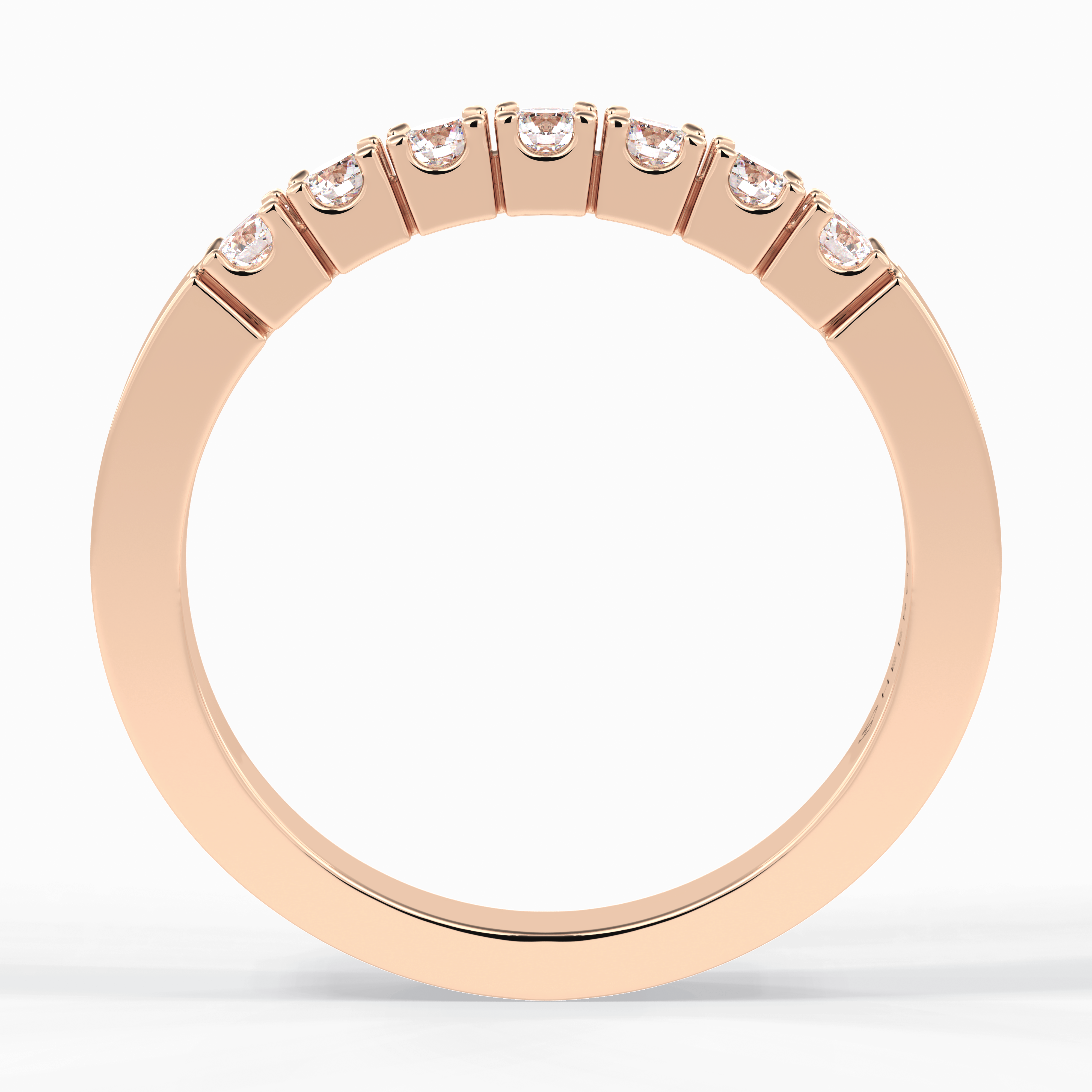 GlintRow 0.46 Carat Round VS1 Lab-Grown Wedding Band in 18K Rose Gold