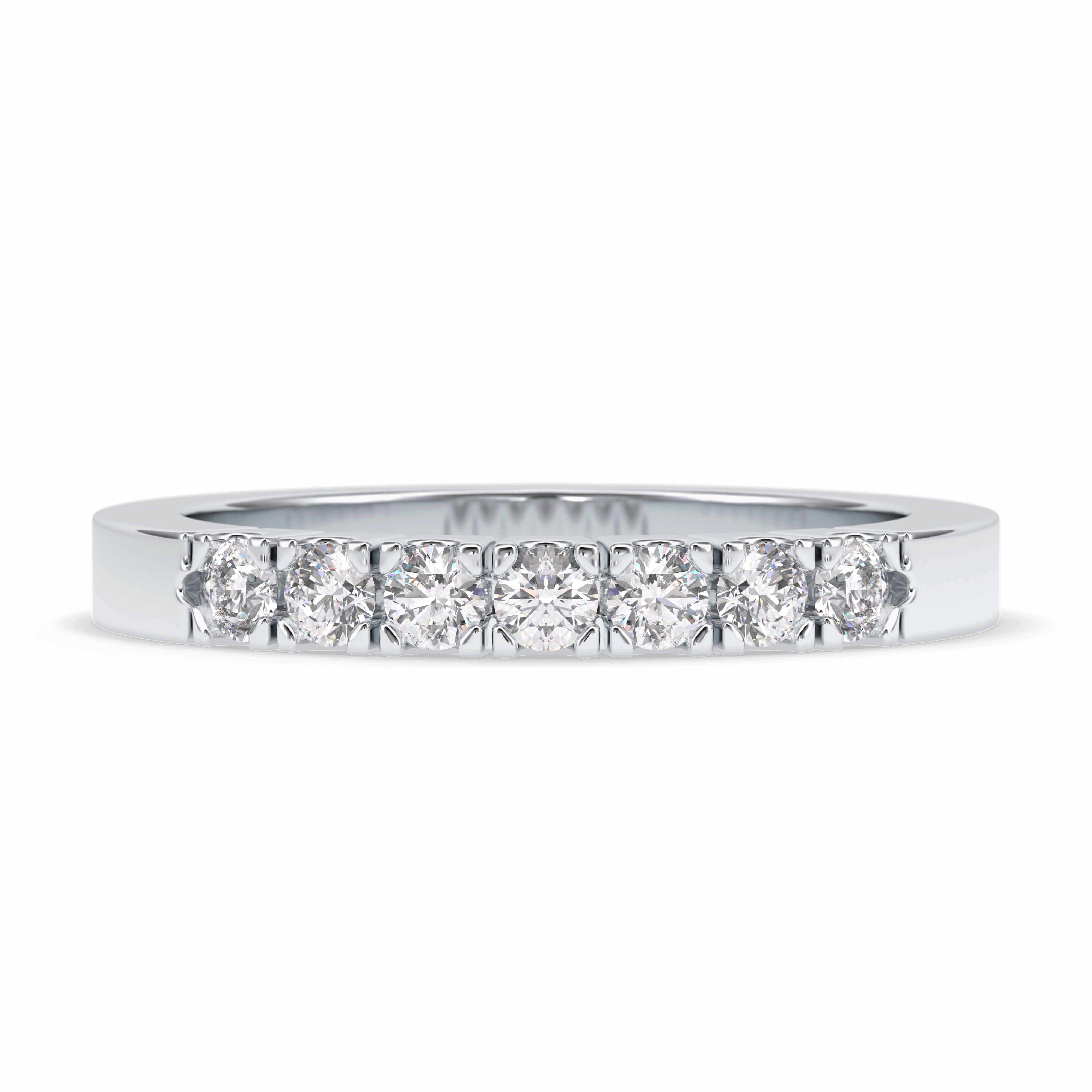 GlintRow 0.46 Carat Round VS1 Lab-Grown Wedding Band in 18K White Gold