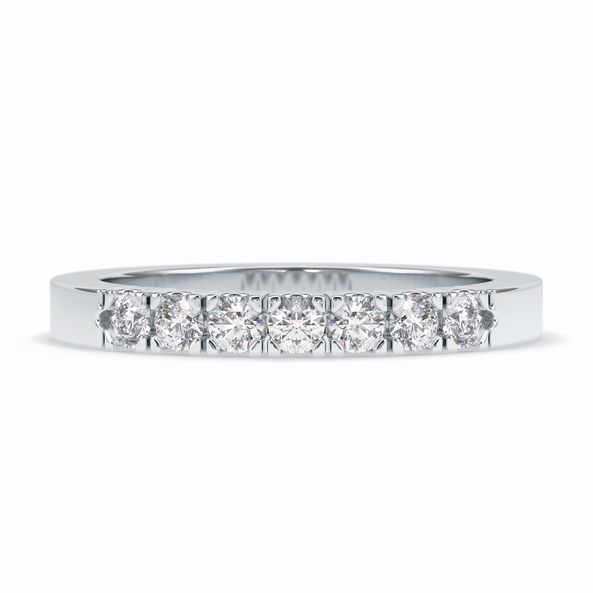 GlintRow 0.46 Carat Round VS1 Lab-Grown Wedding Band in 18K White Gold