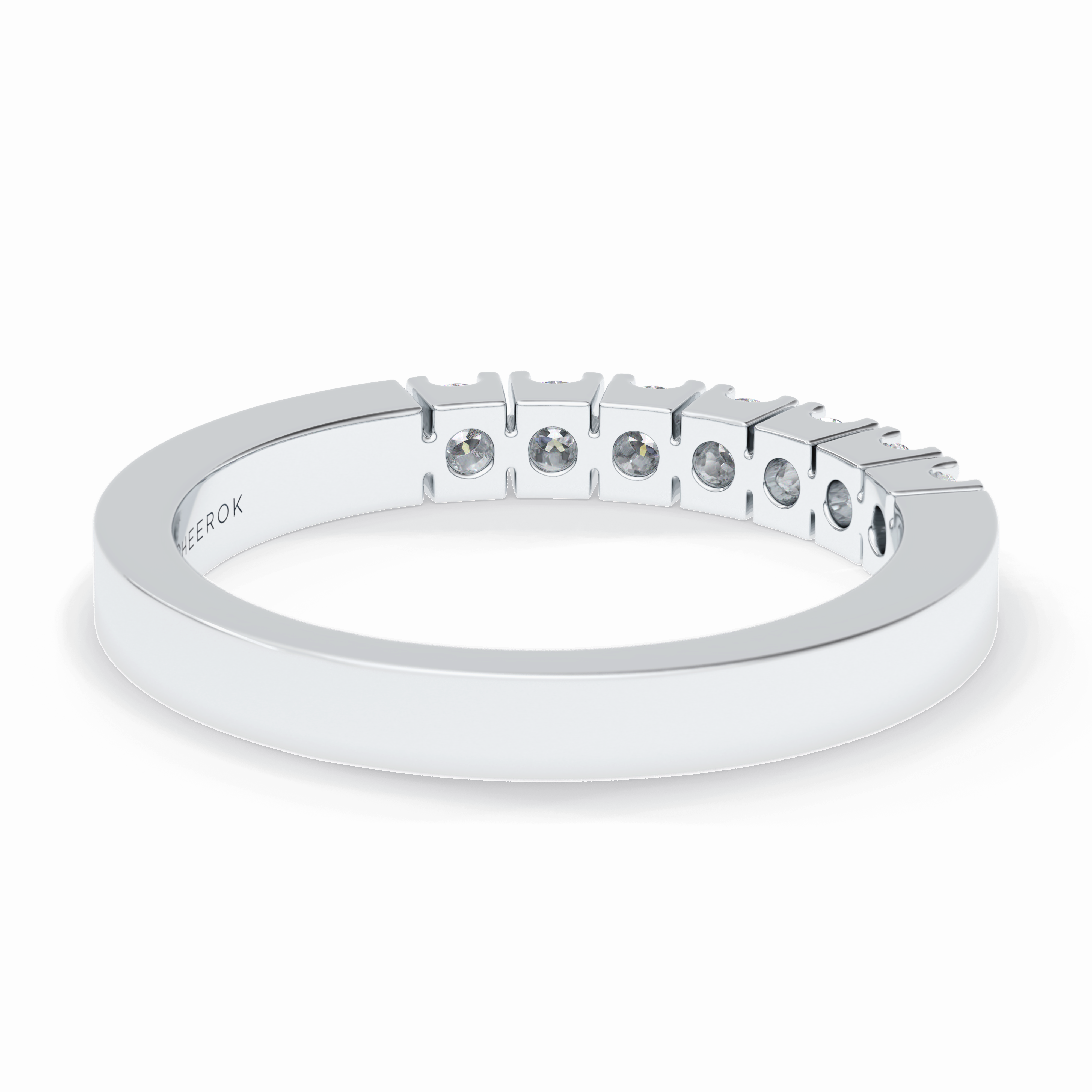 GlintRow 0.46 Carat Round VS1 Lab-Grown Wedding Band in 18K White Gold