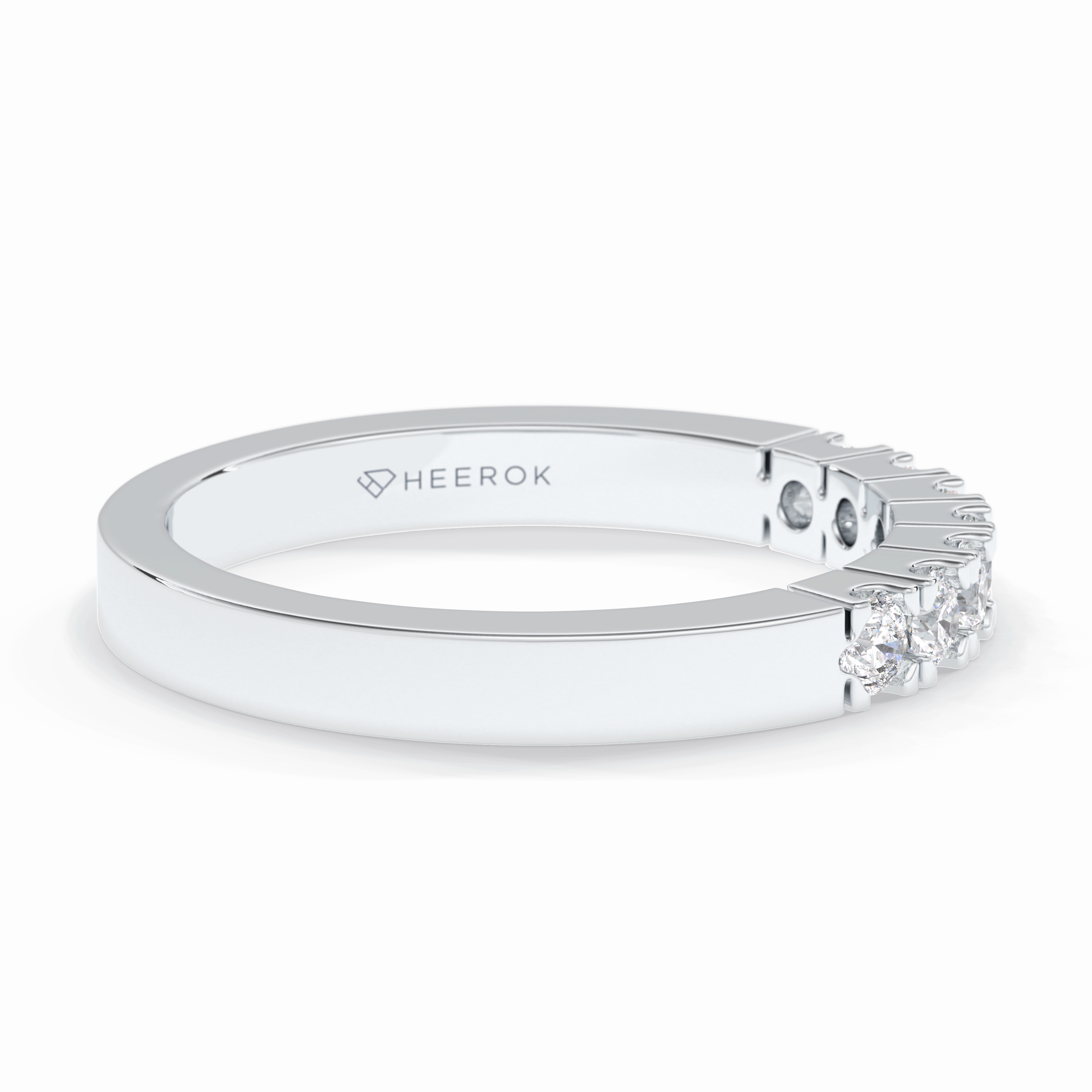 GlintRow 0.46 Carat Round VS1 Lab-Grown Wedding Band in 18K White Gold