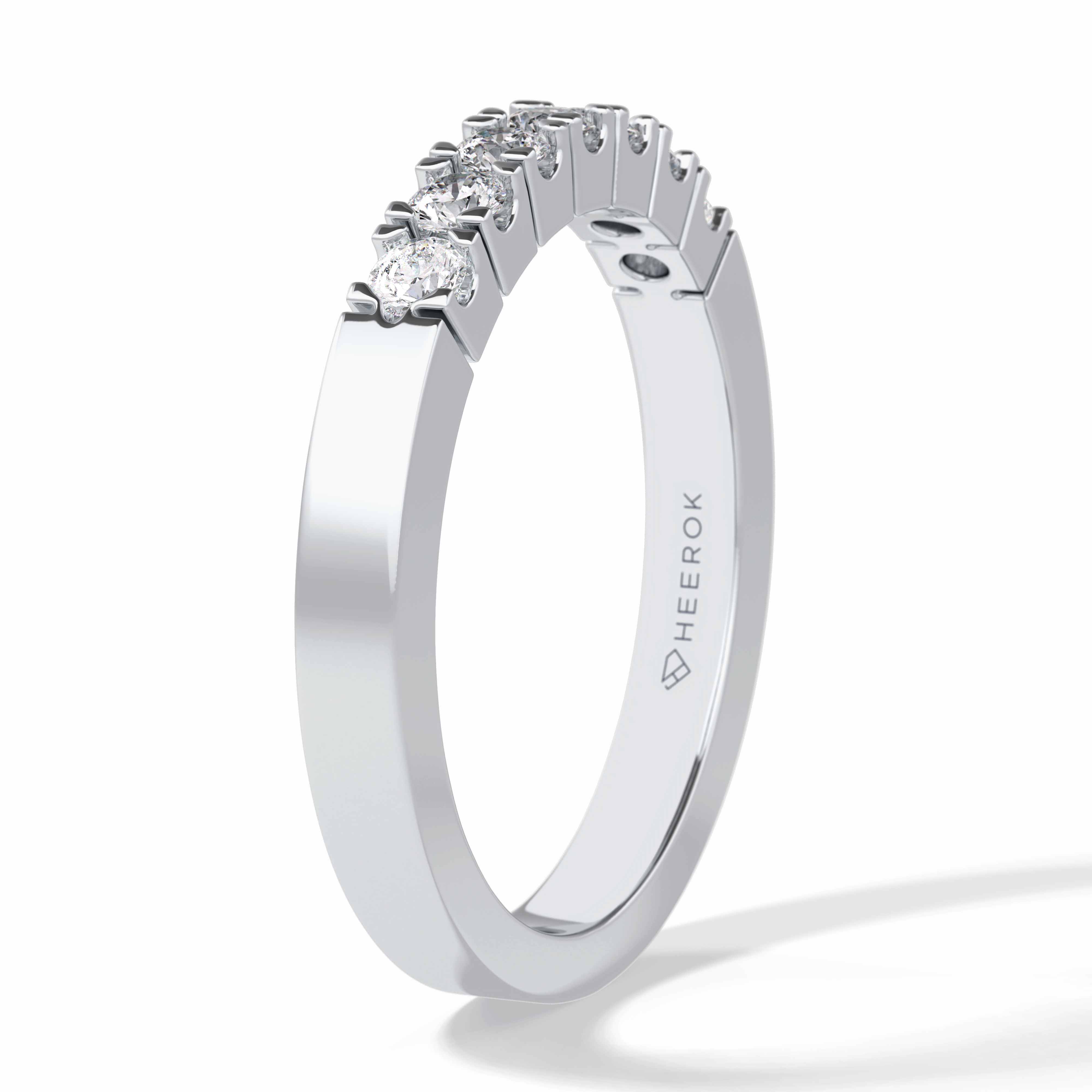 GlintRow 0.46 Carat Round VS1 Lab-Grown Wedding Band in 18K White Gold