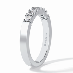 GlintRow 0.46 Carat Round VS1 Lab-Grown Wedding Band in 18K White Gold