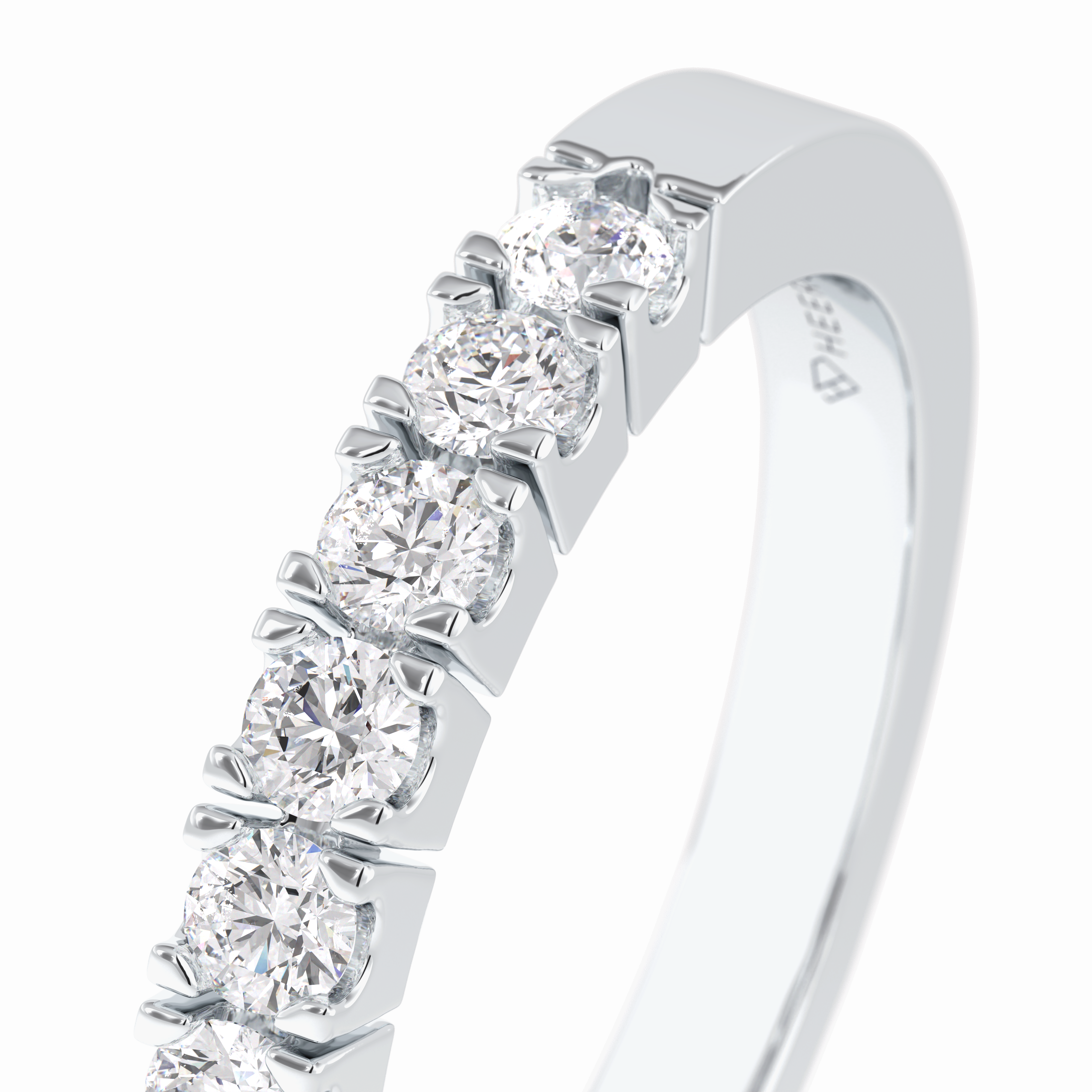 GlintRow 0.46 Carat Round VS1 Lab-Grown Wedding Band in 18K White Gold