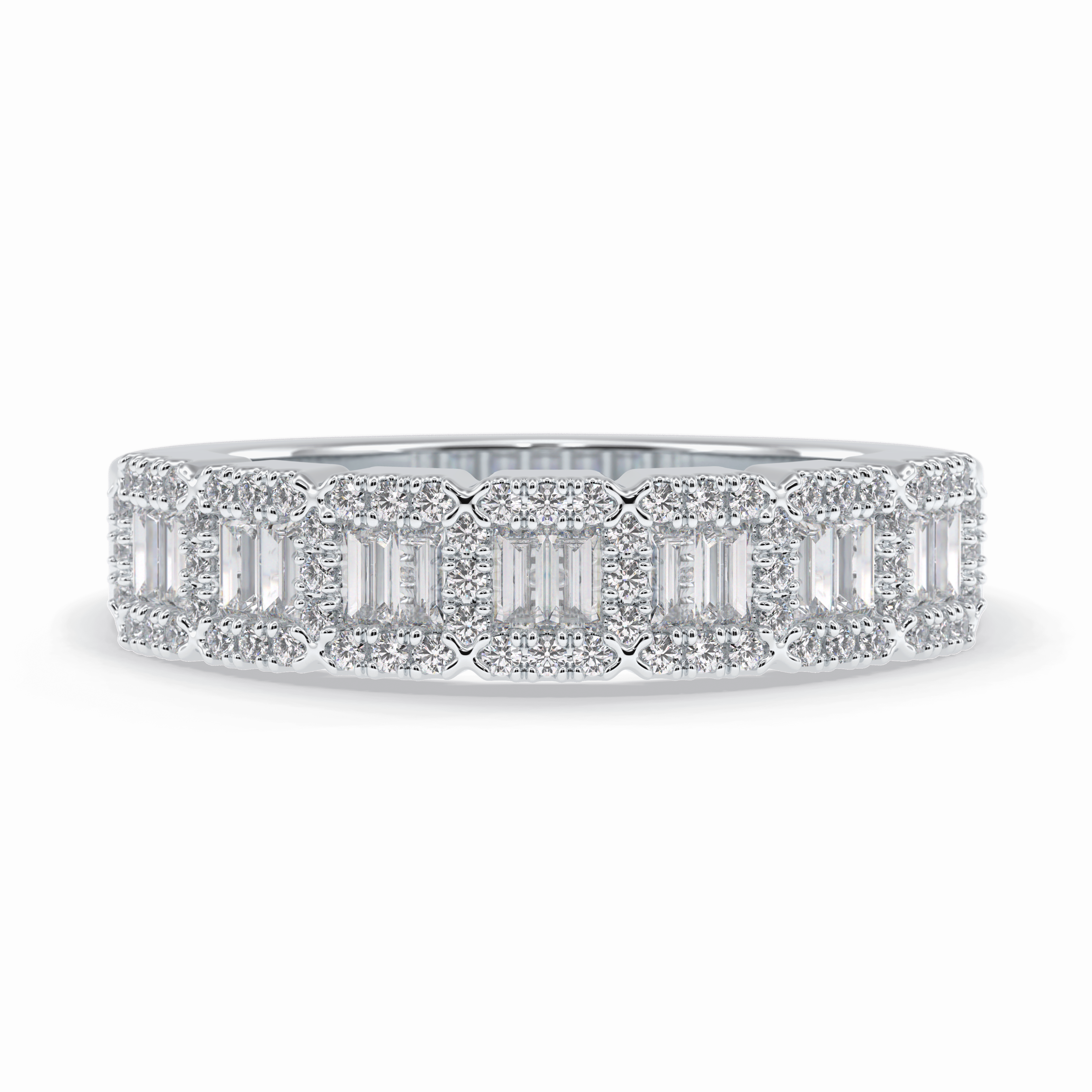  Regalia 0.46 Carat Baguette VS1 Lab-Grown Wedding Band in 18K White Gold