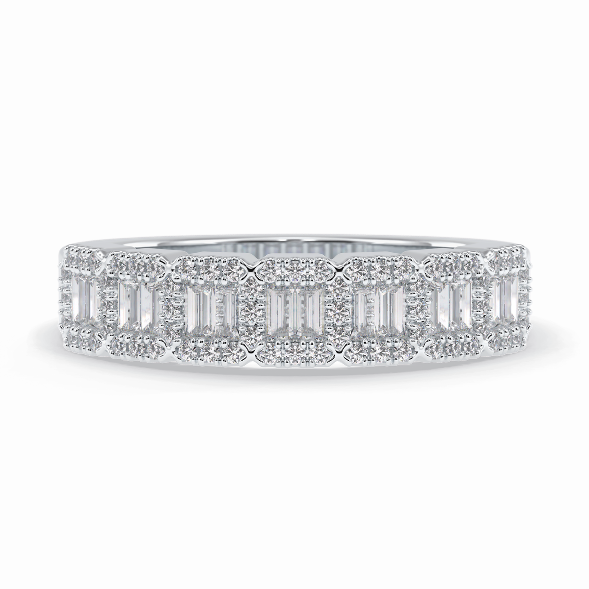  Regalia 0.46 Carat Baguette VS1 Lab-Grown Wedding Band in 18K White Gold