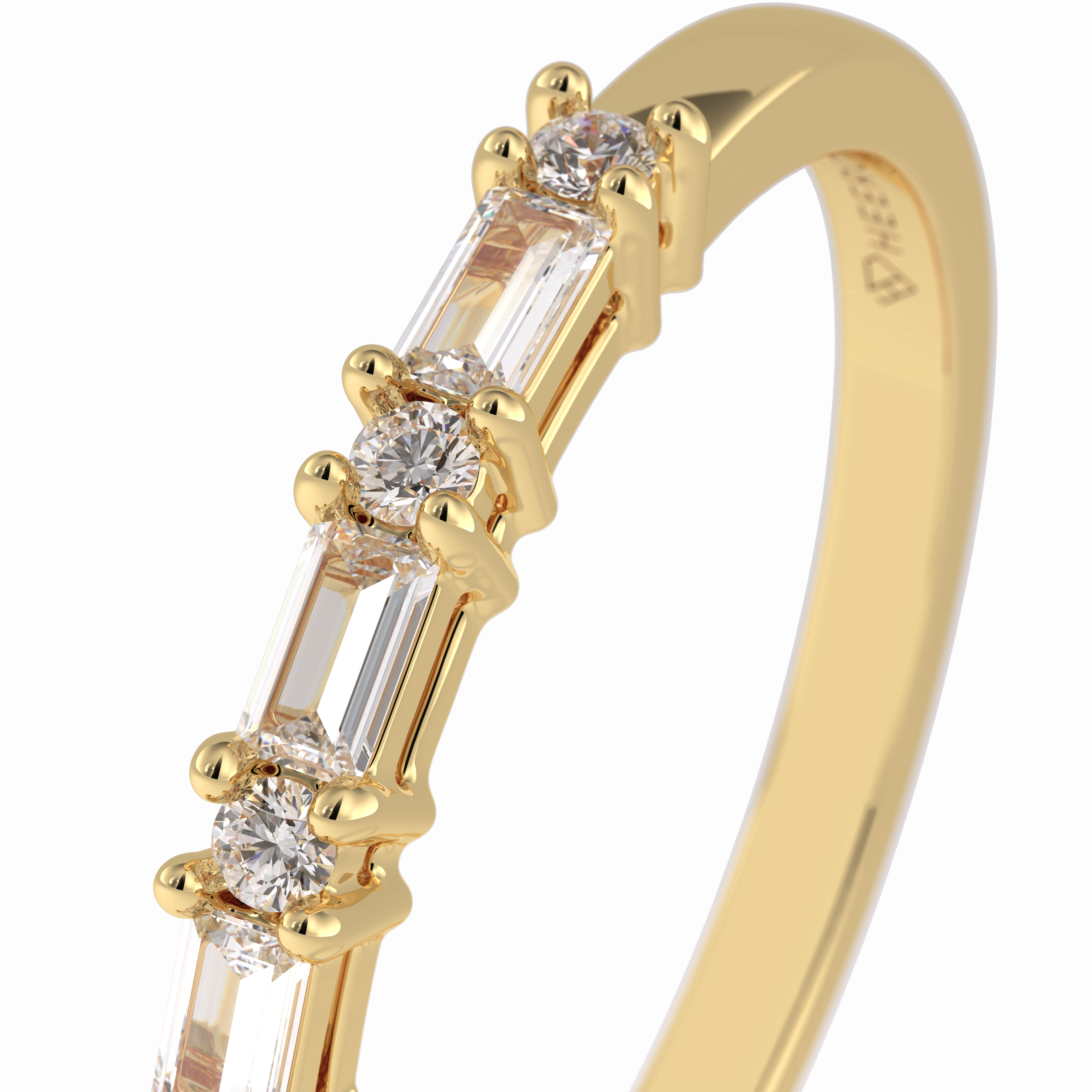 Luminaire 0.15 Carat Baguette VS1 Lab-Grown Wedding Band in 18K Yellow Gold