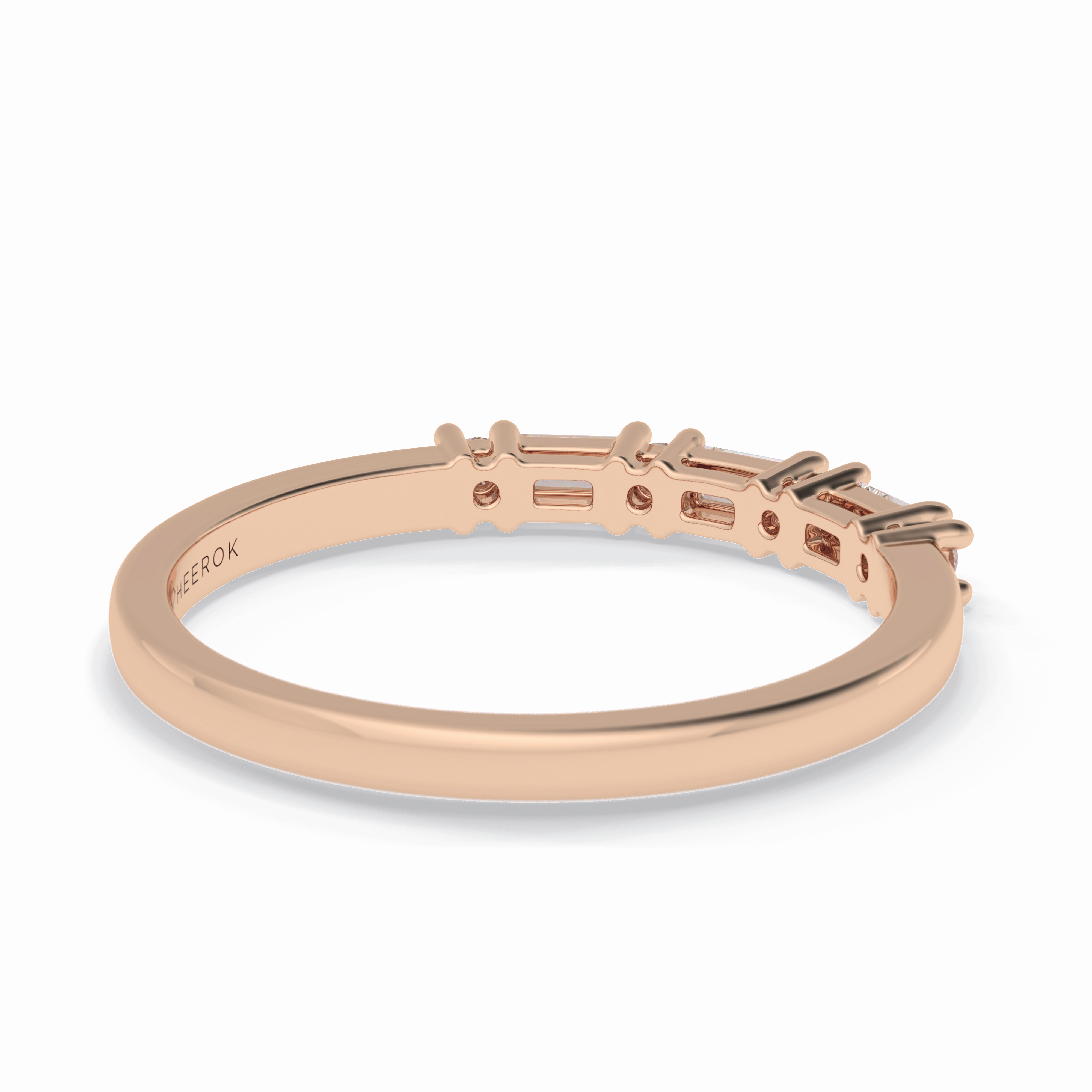 Luminaire 0.15 Carat Baguette VS1 Lab-Grown Wedding Band in 18K Rose Gold