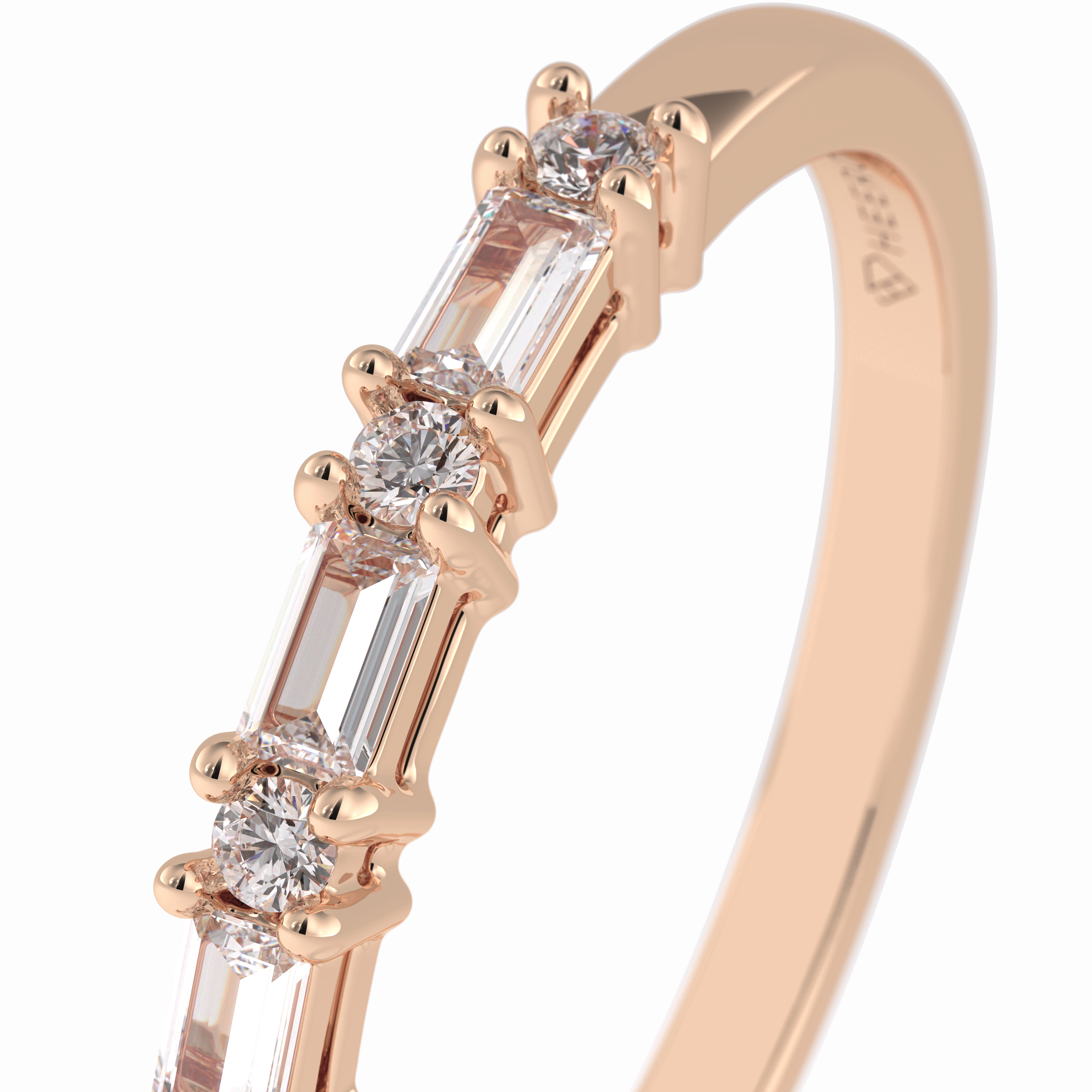 Luminaire 0.15 Carat Baguette VS1 Lab-Grown Wedding Band in 18K Rose Gold