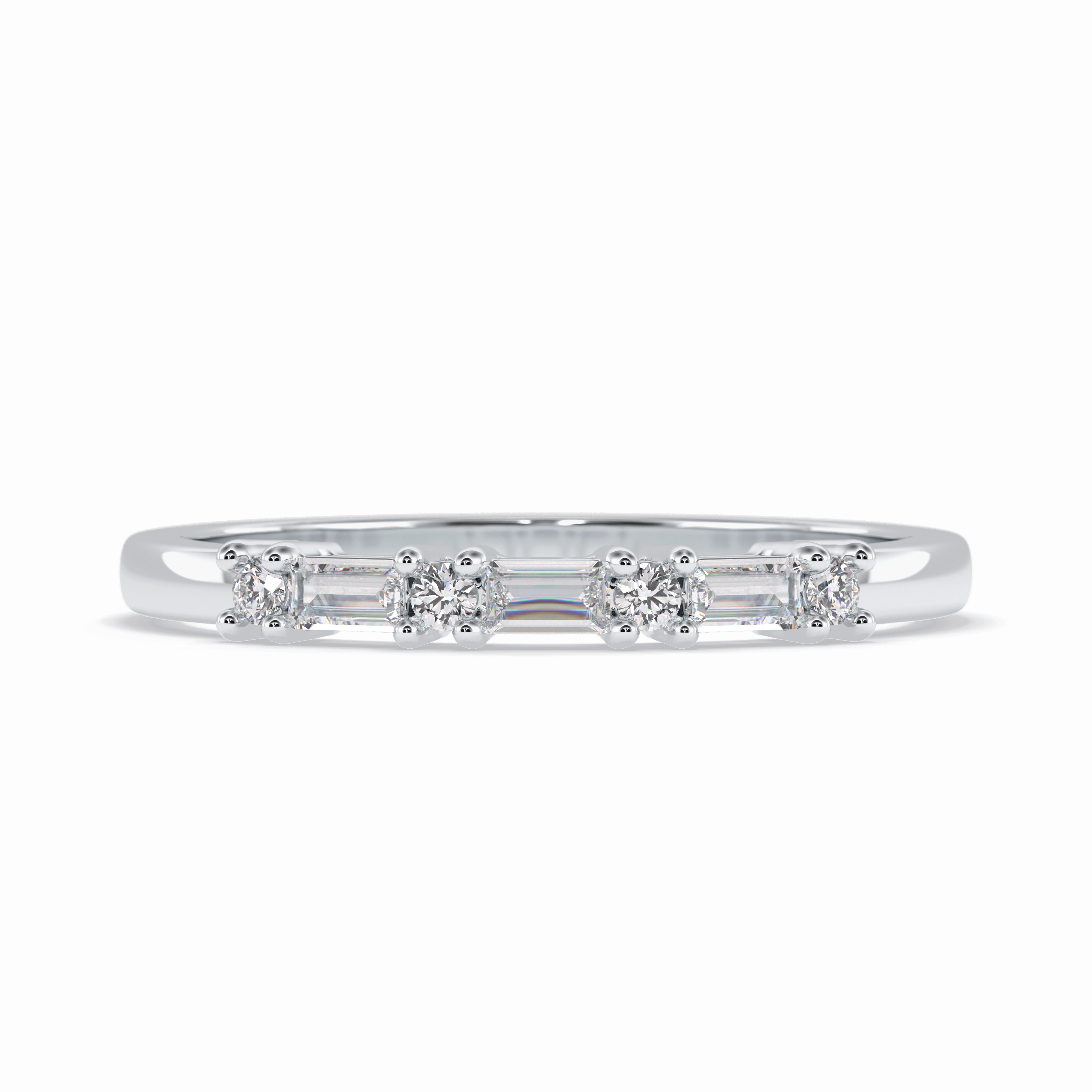 Luminaire 0.15 Carat Baguette VS1 Lab-Grown Wedding Band in 18K White Gold