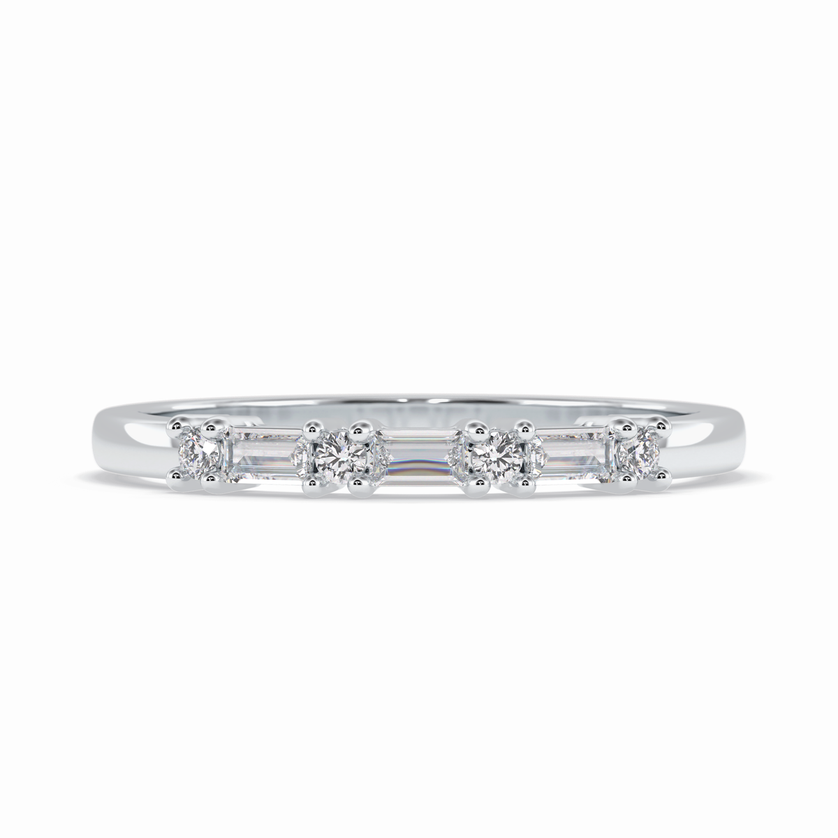 Luminaire 0.15 Carat Baguette VS1 Lab-Grown Wedding Band in 18K White Gold