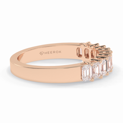 Regal Row 1.42 Carat Emerald VS1 Lab-Grown Wedding Band in 18K Rose Gold