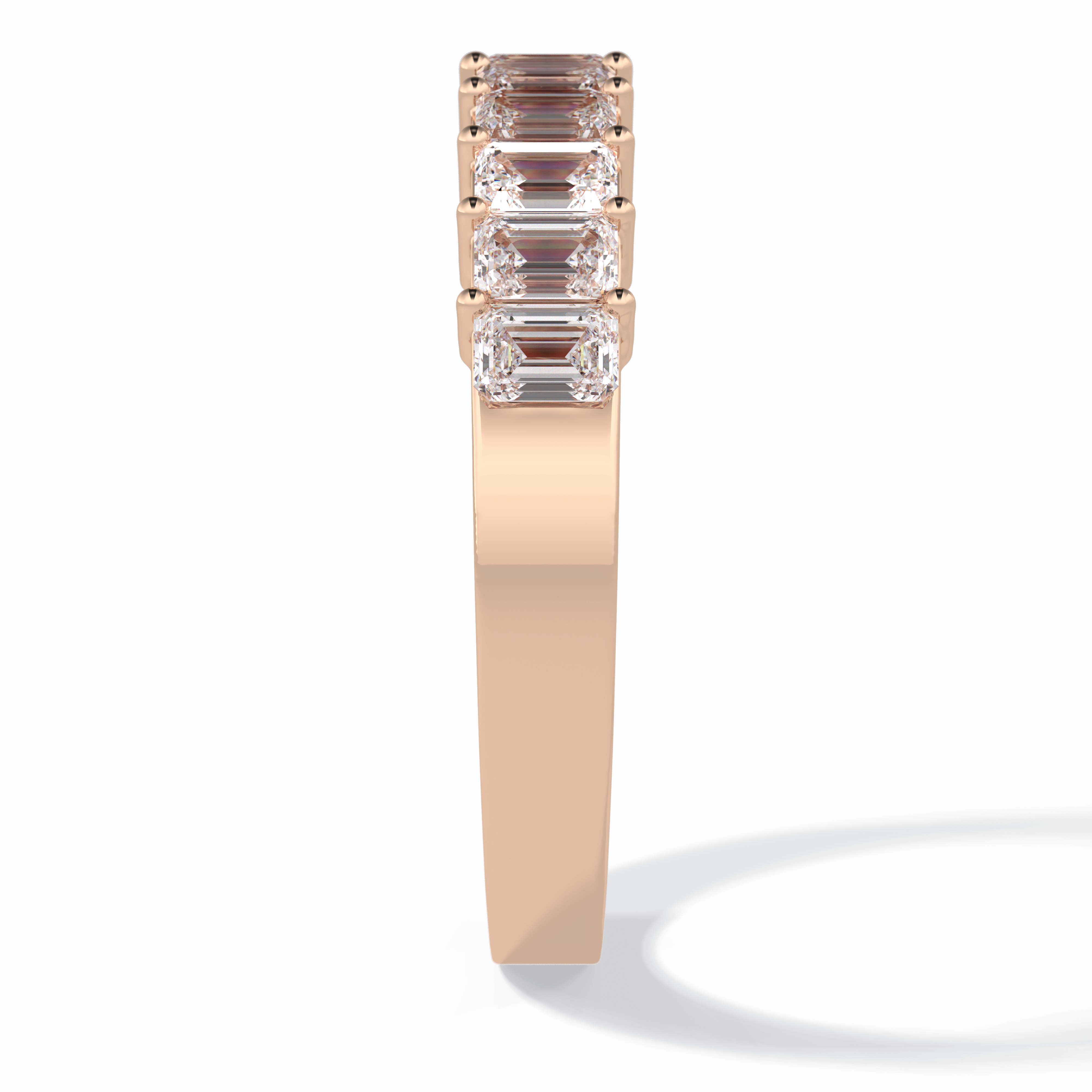 Regal Row 1.42 Carat Emerald VS1 Lab-Grown Wedding Band in 18K Rose Gold