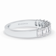 Regal Row 1.42 Carat Emerald VS1 Lab-Grown Wedding Band in 18K White Gold