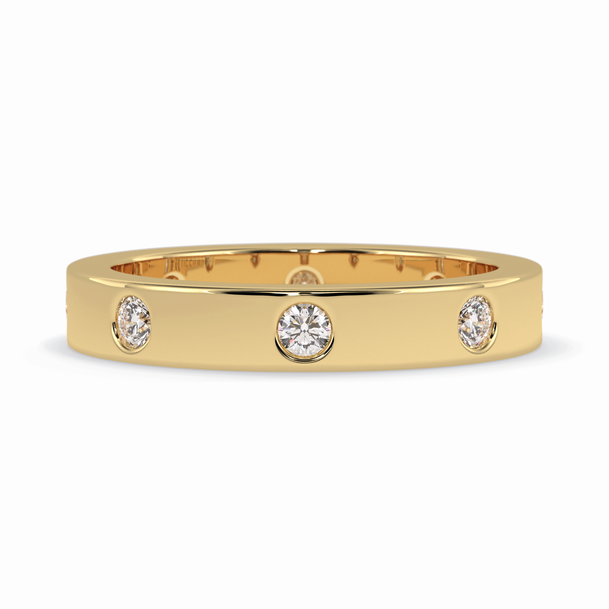 Trio Gleam 0.59 Carat Round VS1 Lab-Grown Wedding Band in 18K Yellow Gold