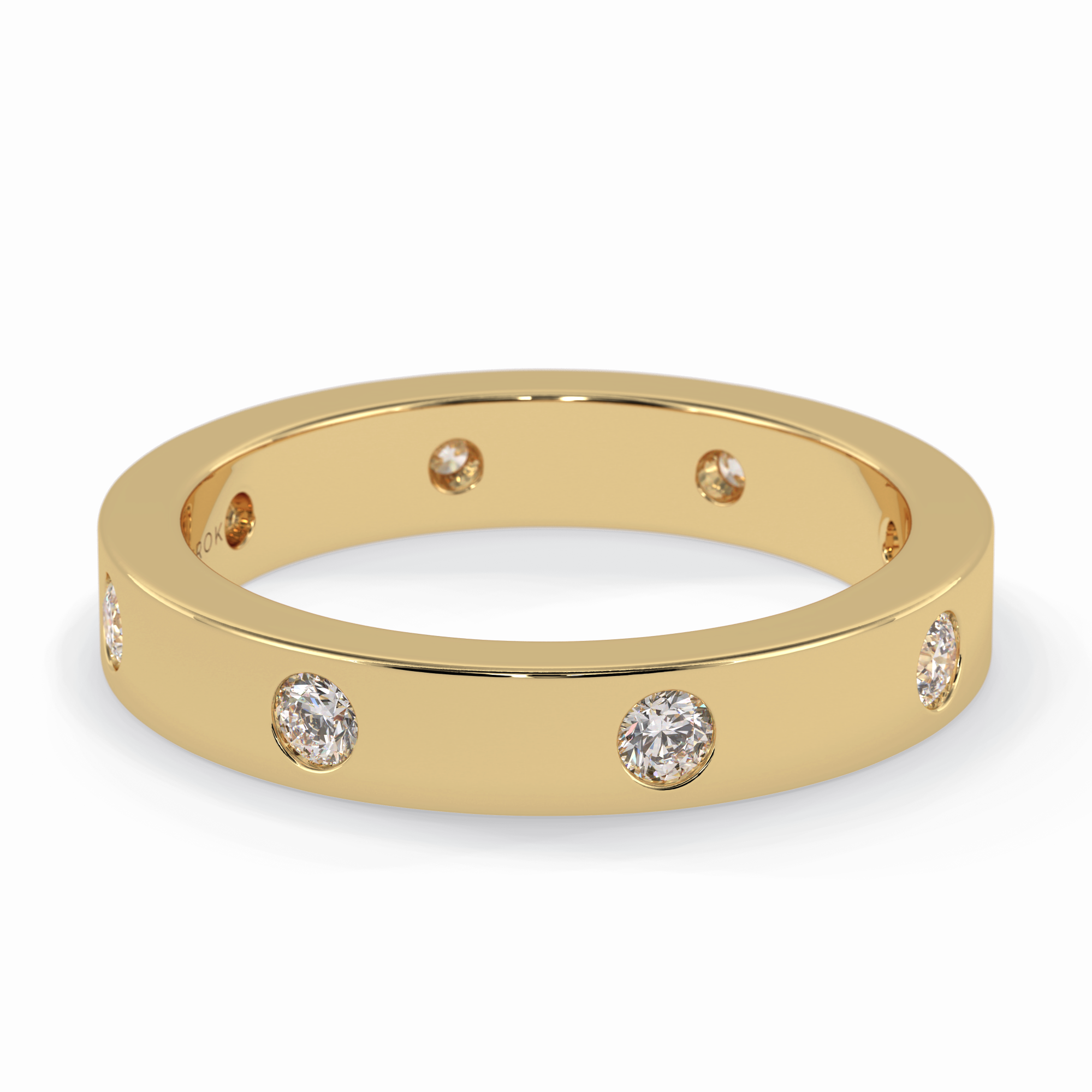 Trio Gleam 0.59 Carat Round VS1 Lab-Grown Wedding Band in 18K Yellow Gold