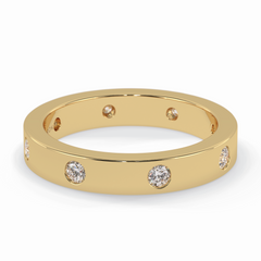 Trio Gleam 0.59 Carat Round VS1 Lab-Grown Wedding Band in 18K Yellow Gold