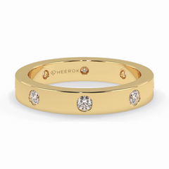 Trio Gleam 0.59 Carat Round VS1 Lab-Grown Wedding Band in 18K Yellow Gold