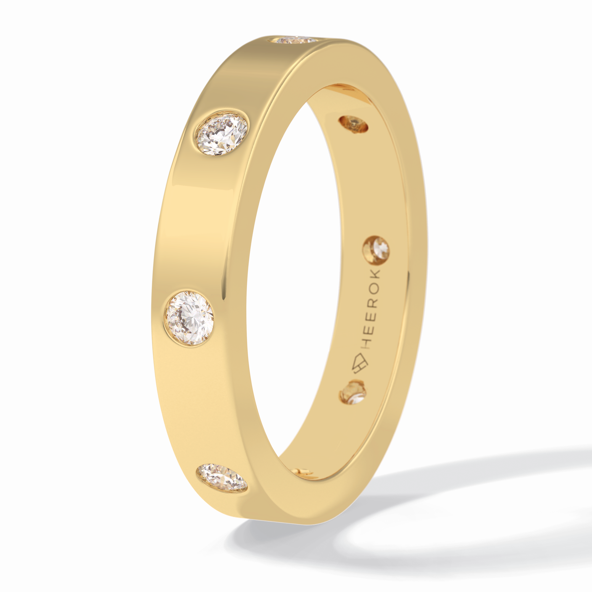 Trio Gleam 0.59 Carat Round VS1 Lab-Grown Wedding Band in 18K Yellow Gold