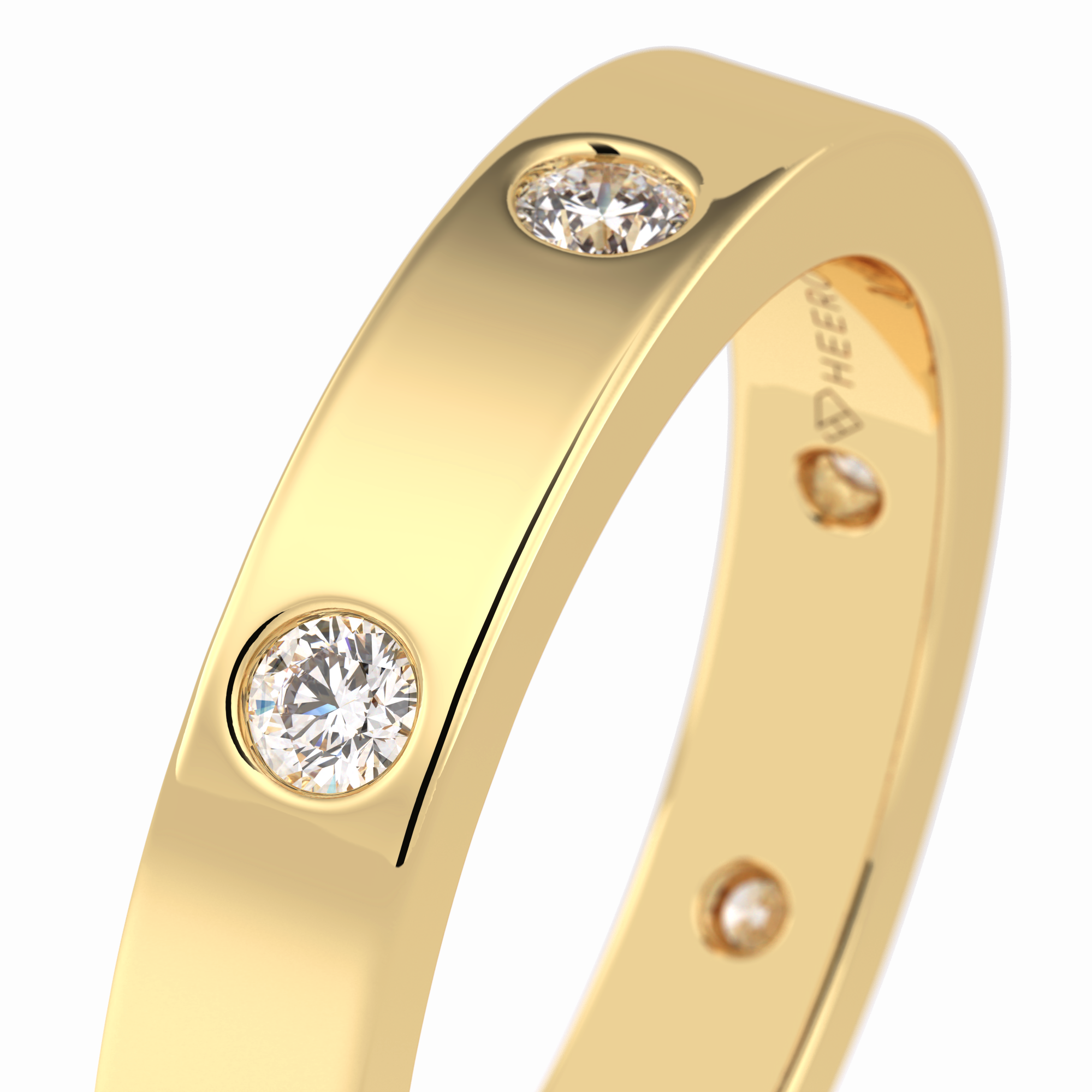 Trio Gleam 0.59 Carat Round VS1 Lab-Grown Wedding Band in 18K Yellow Gold