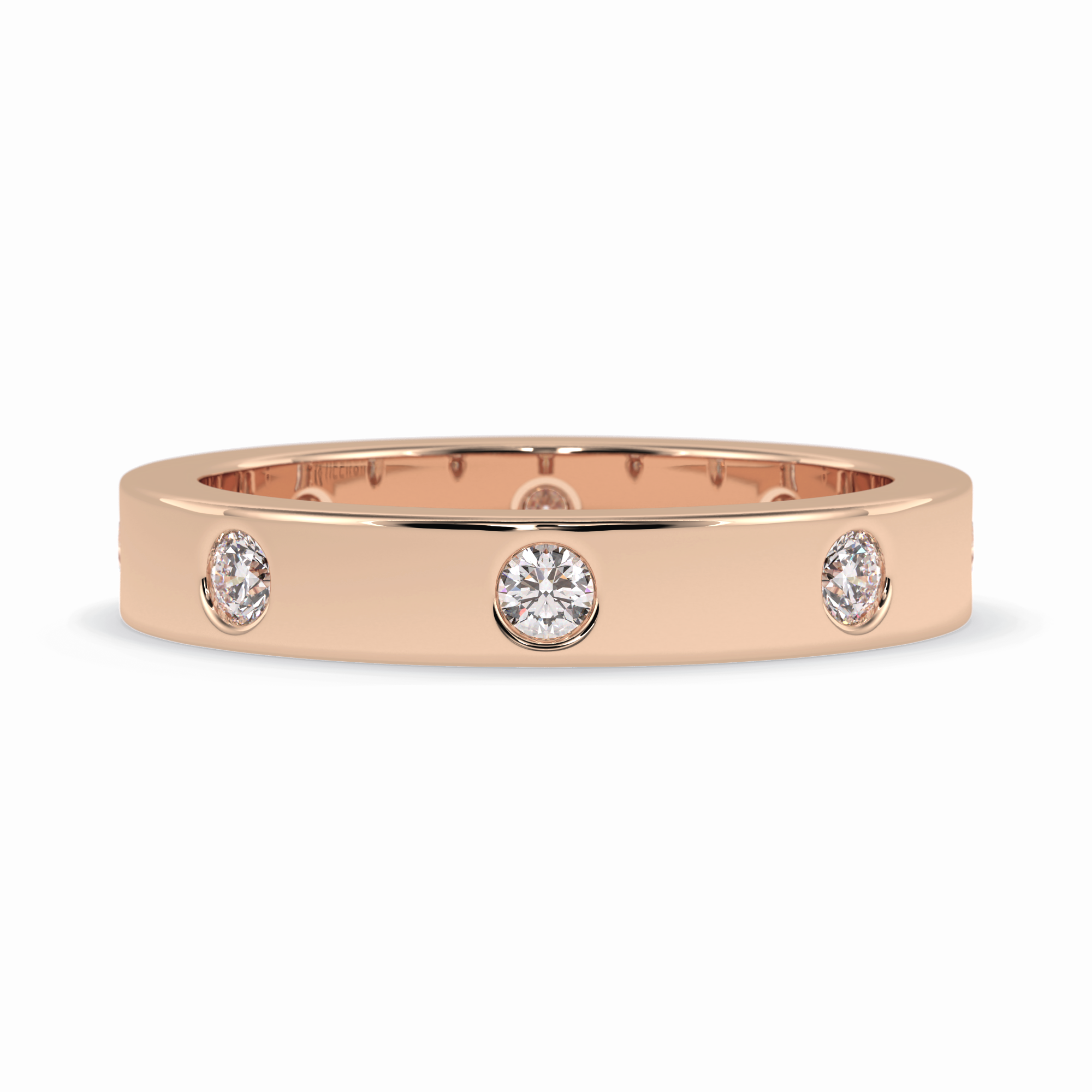 Trio Gleam 0.59 Carat Round VS1 Lab-Grown Wedding Band in 18K Rose Gold