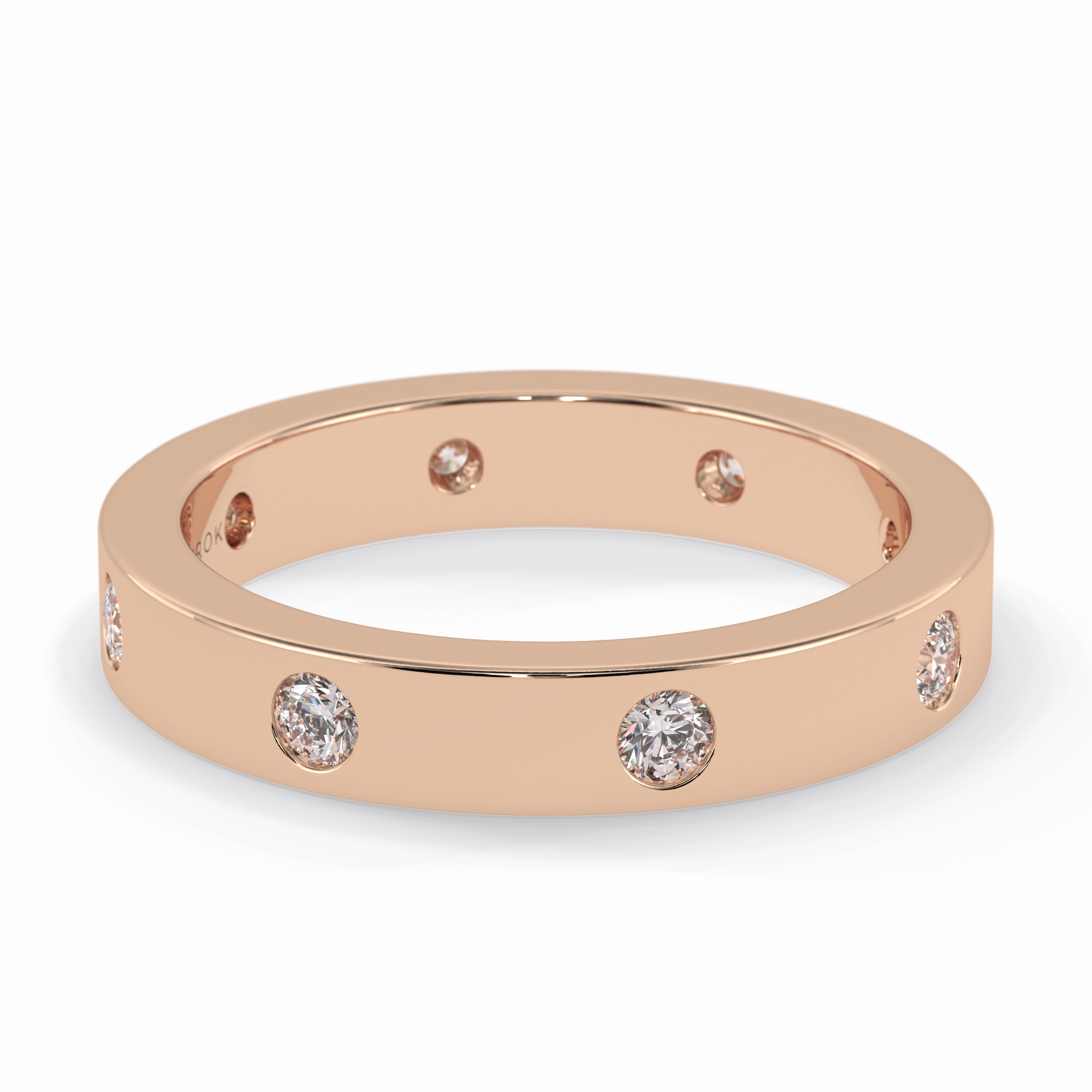 Trio Gleam 0.59 Carat Round VS1 Lab-Grown Wedding Band in 18K Rose Gold