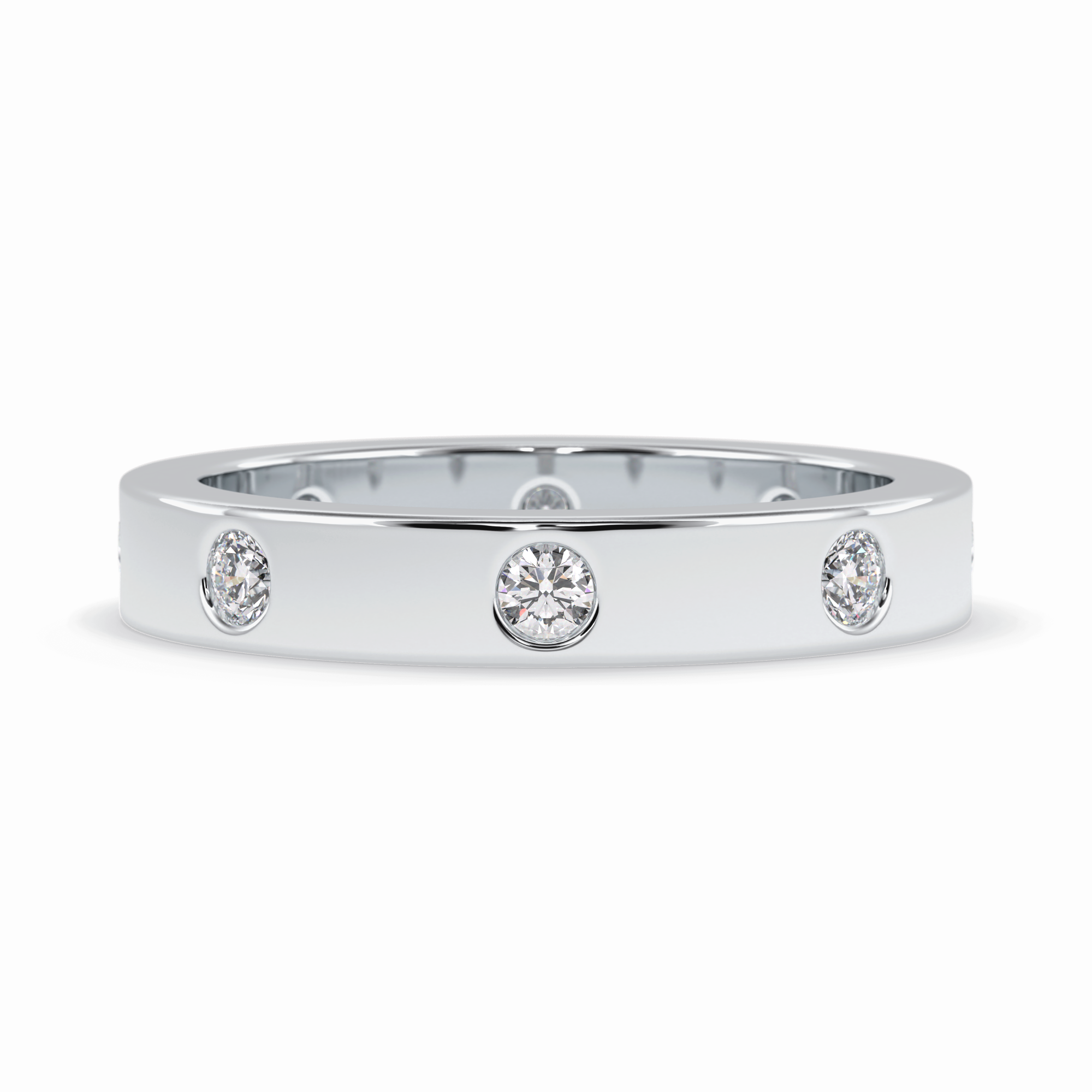 Trio Gleam 0.59 Carat Round VS1 Lab-Grown Wedding Band in 18K White Gold