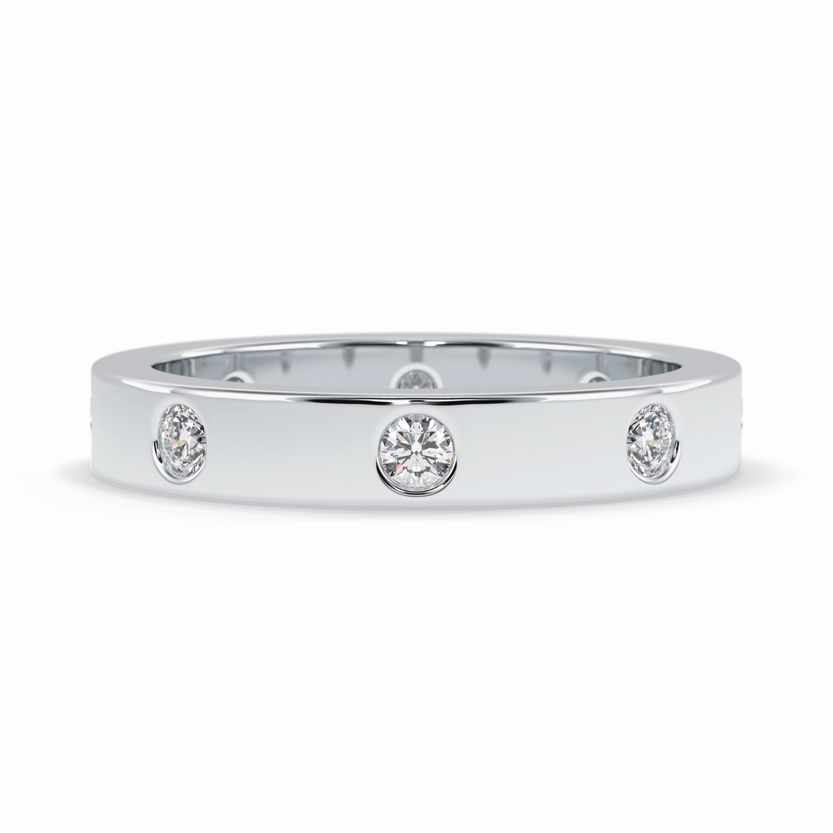 Trio Gleam 0.59 Carat Round VS1 Lab-Grown Wedding Band in 18K White Gold