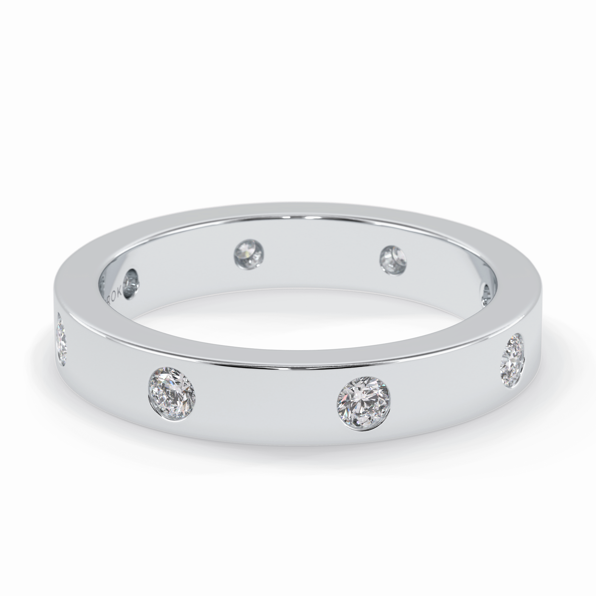 Trio Gleam 0.59 Carat Round VS1 Lab-Grown Wedding Band in 18K White Gold