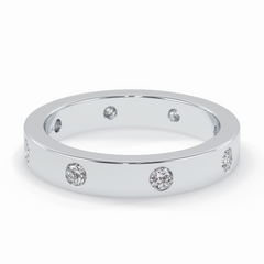 Trio Gleam 0.59 Carat Round VS1 Lab-Grown Wedding Band in 18K White Gold