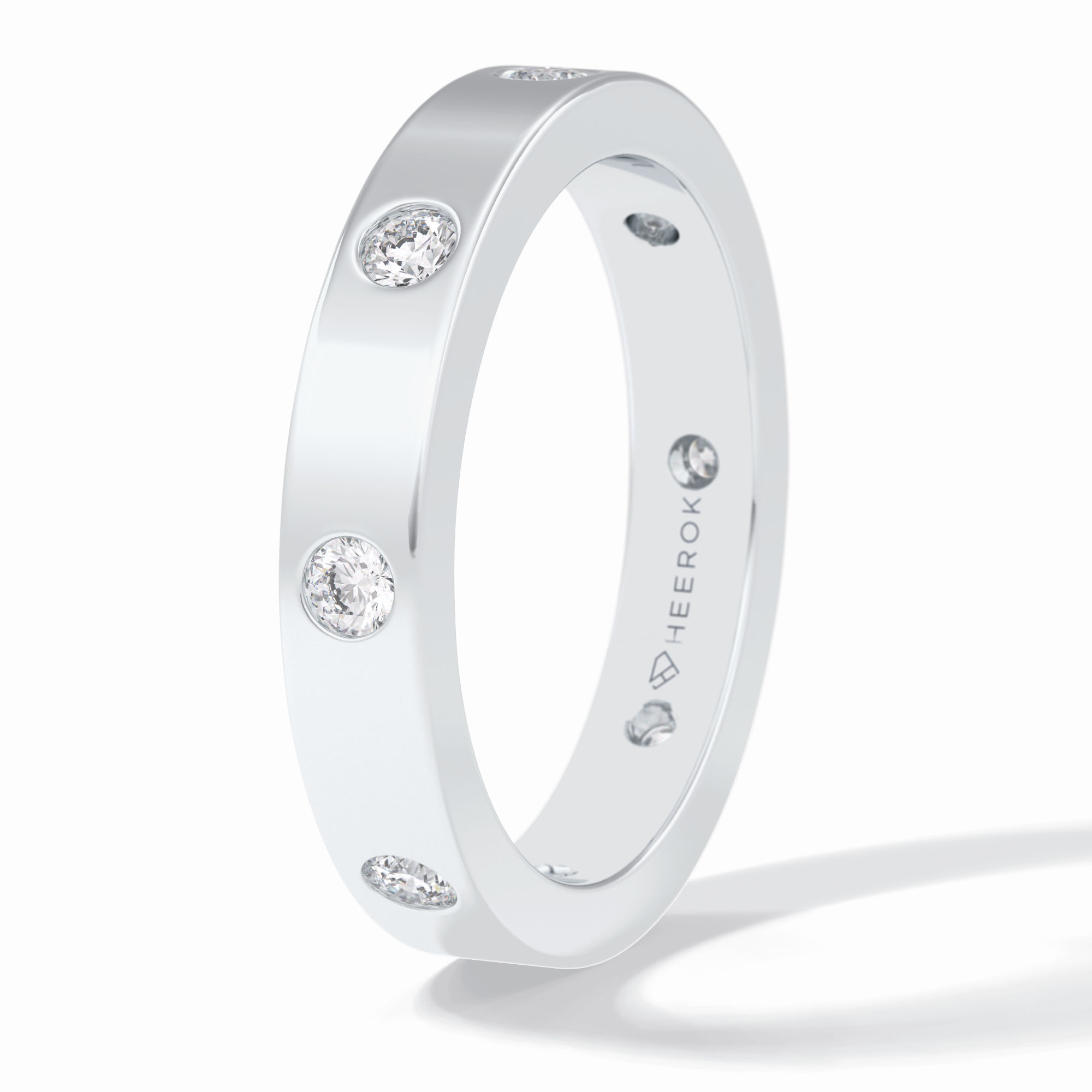 Trio Gleam 0.59 Carat Round VS1 Lab-Grown Wedding Band in 18K White Gold