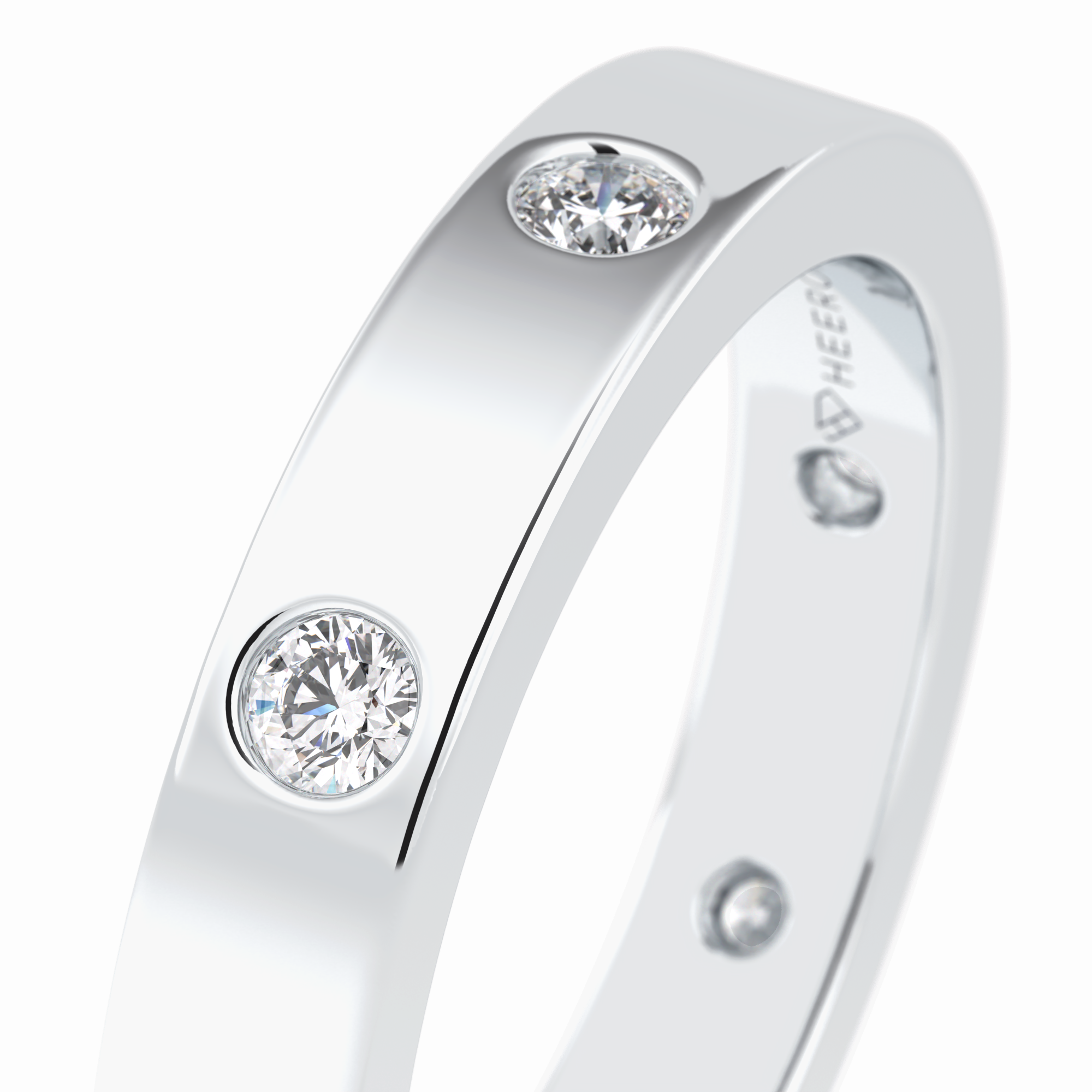 Trio Gleam 0.59 Carat Round VS1 Lab-Grown Wedding Band in 18K White Gold