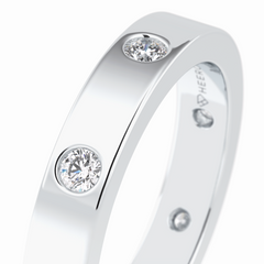 Trio Gleam 0.59 Carat Round VS1 Lab-Grown Wedding Band in 18K White Gold