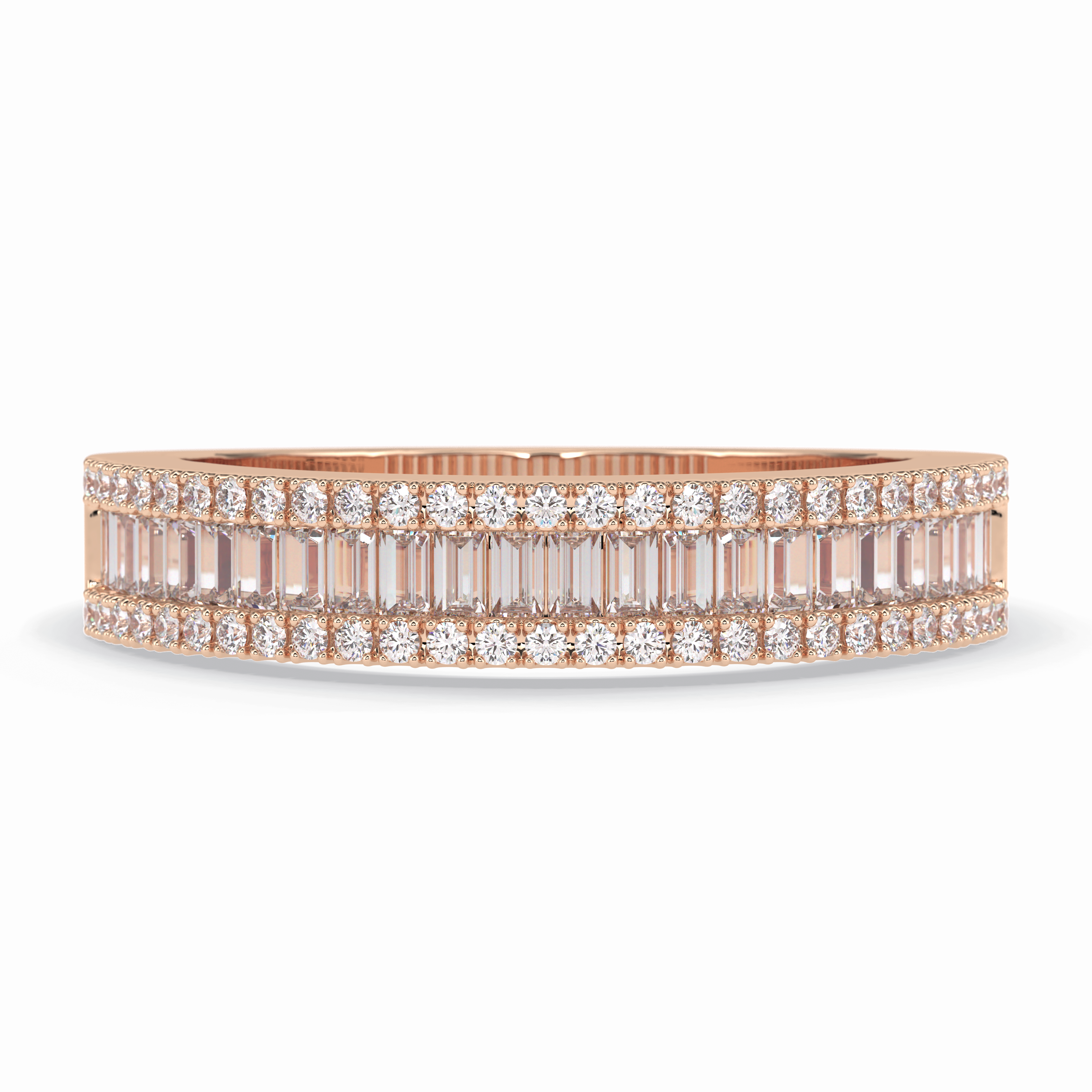 Crystal Lattice 0.52 Carat Baguette VS1 Lab-Grown Eternity Wedding Band in 18K Rose Gold