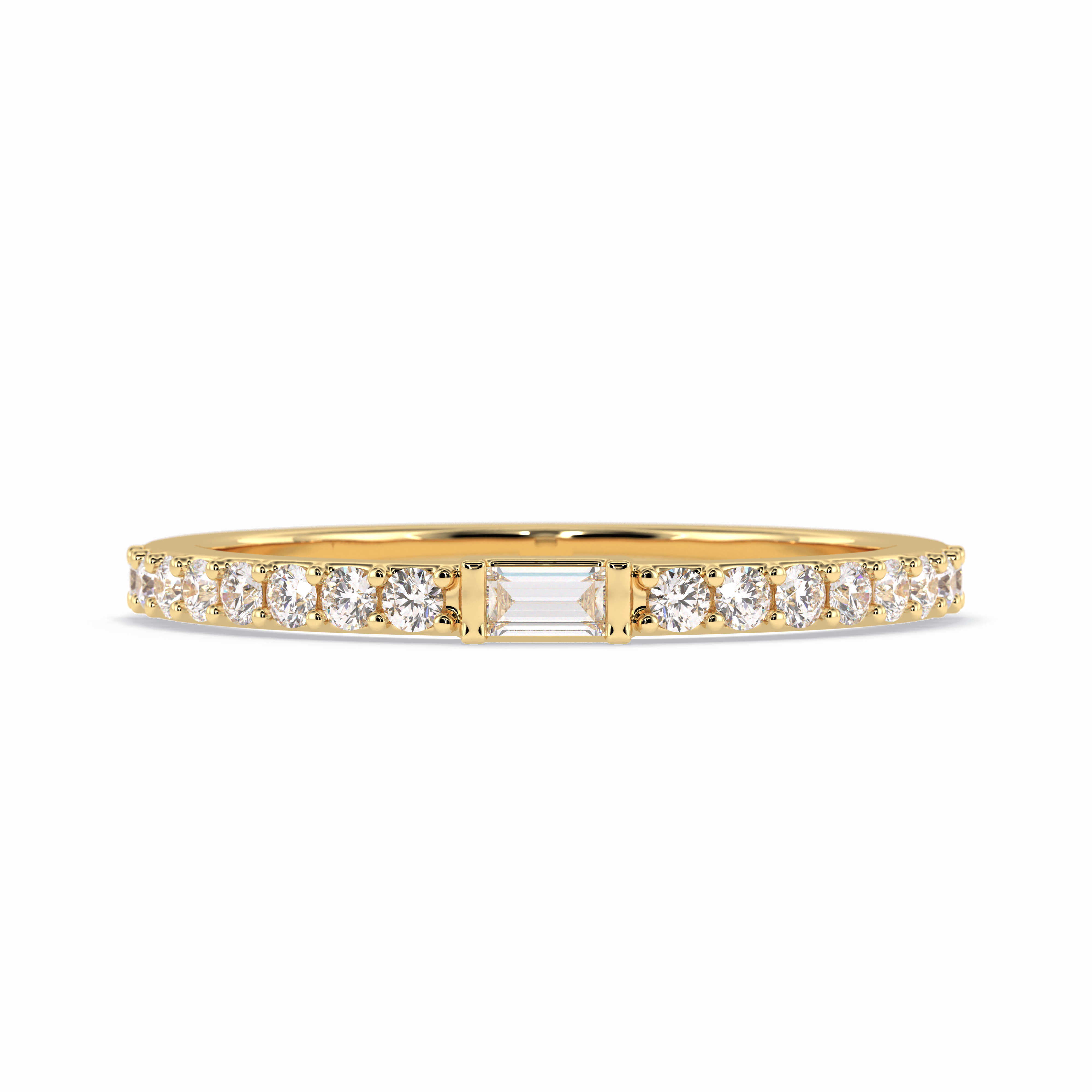 Luminous Array 0.30 Carat Round VS1 Lab-Grown Half Eternity Stackable Wedding Band in 18K Yellow Gold