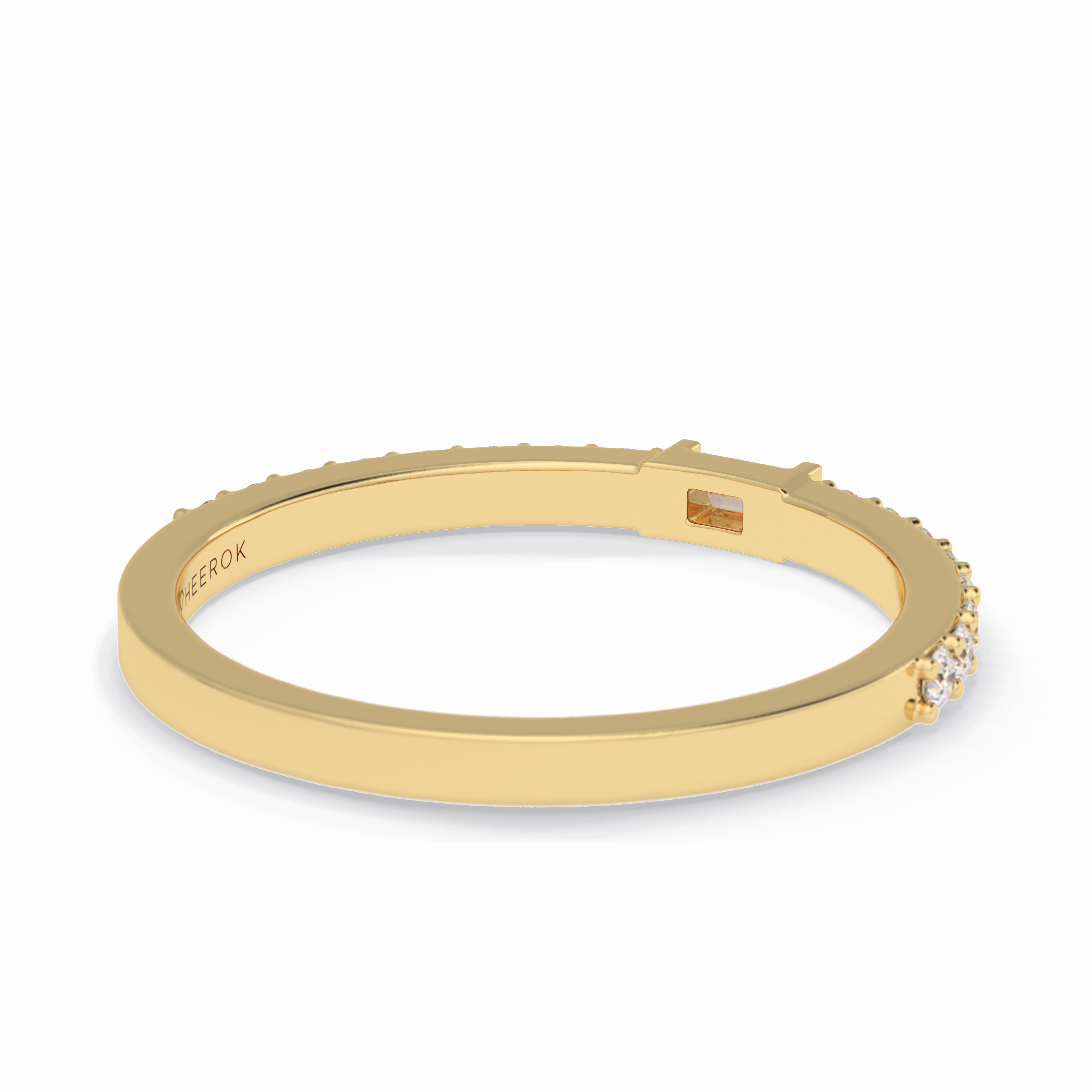 Luminous Array 0.30 Carat Round VS1 Lab-Grown Half Eternity Stackable Wedding Band in 18K Yellow Gold