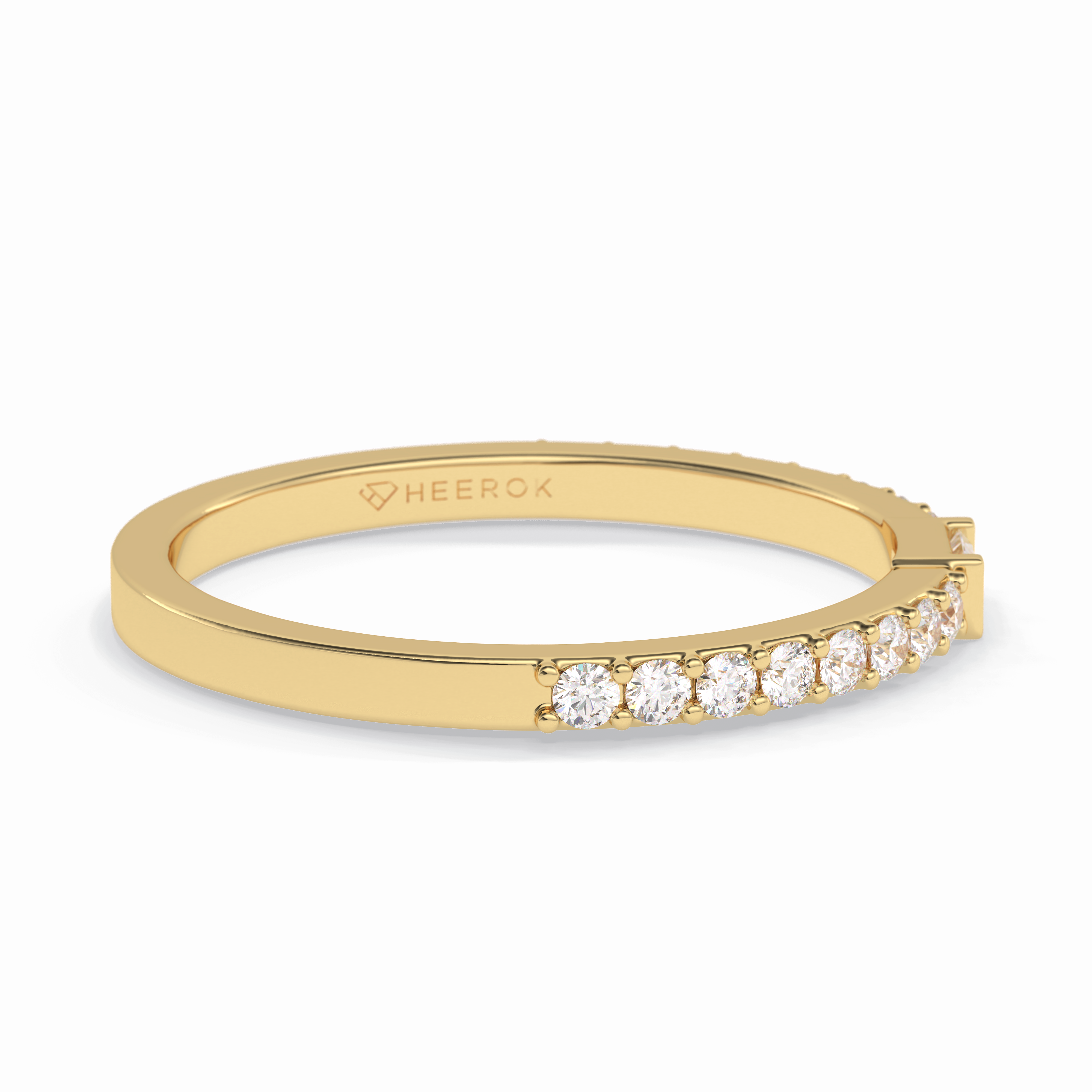 Luminous Array 0.30 Carat Round VS1 Lab-Grown Half Eternity Stackable Wedding Band in 18K Yellow Gold