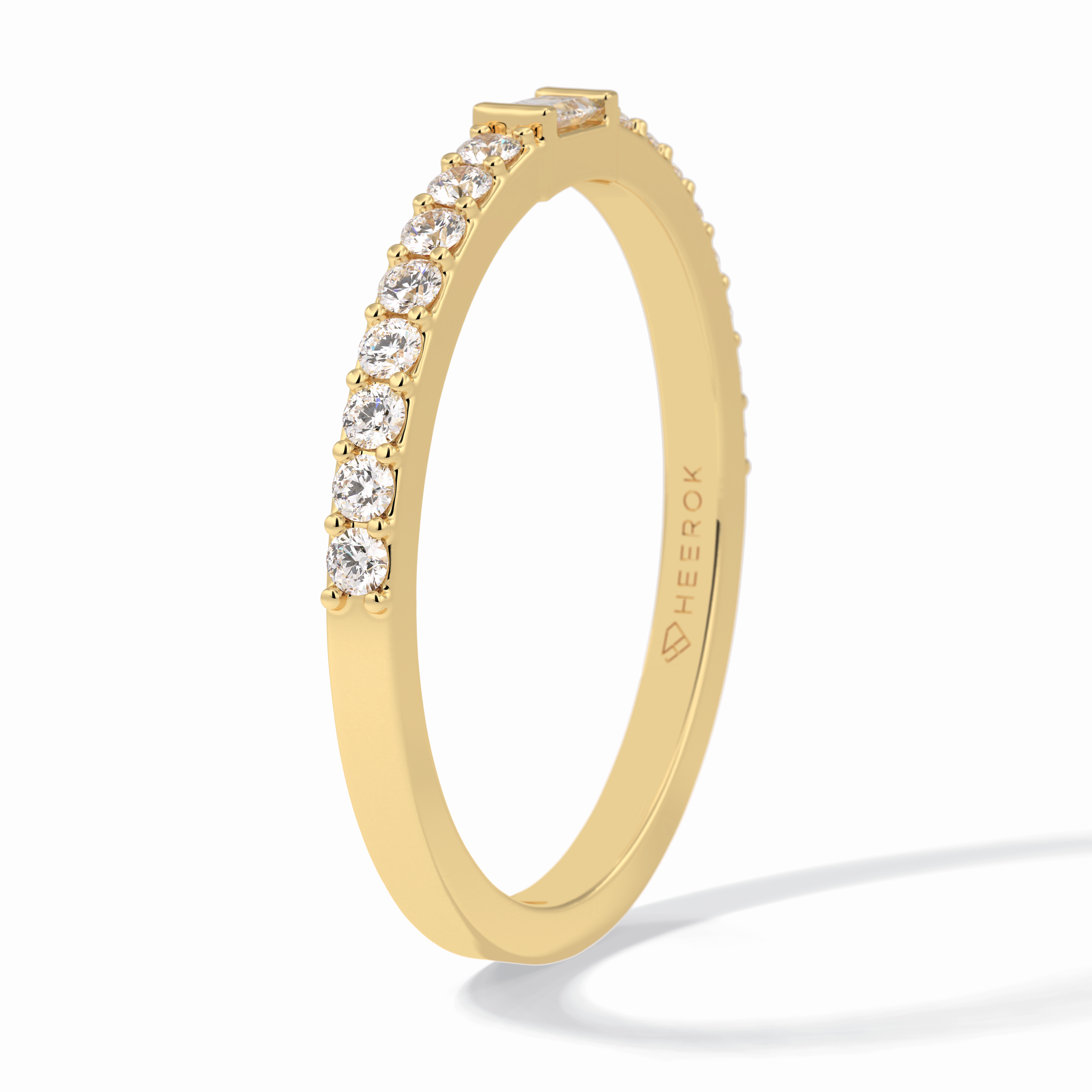 Luminous Array 0.30 Carat Round VS1 Lab-Grown Half Eternity Stackable Wedding Band in 18K Yellow Gold